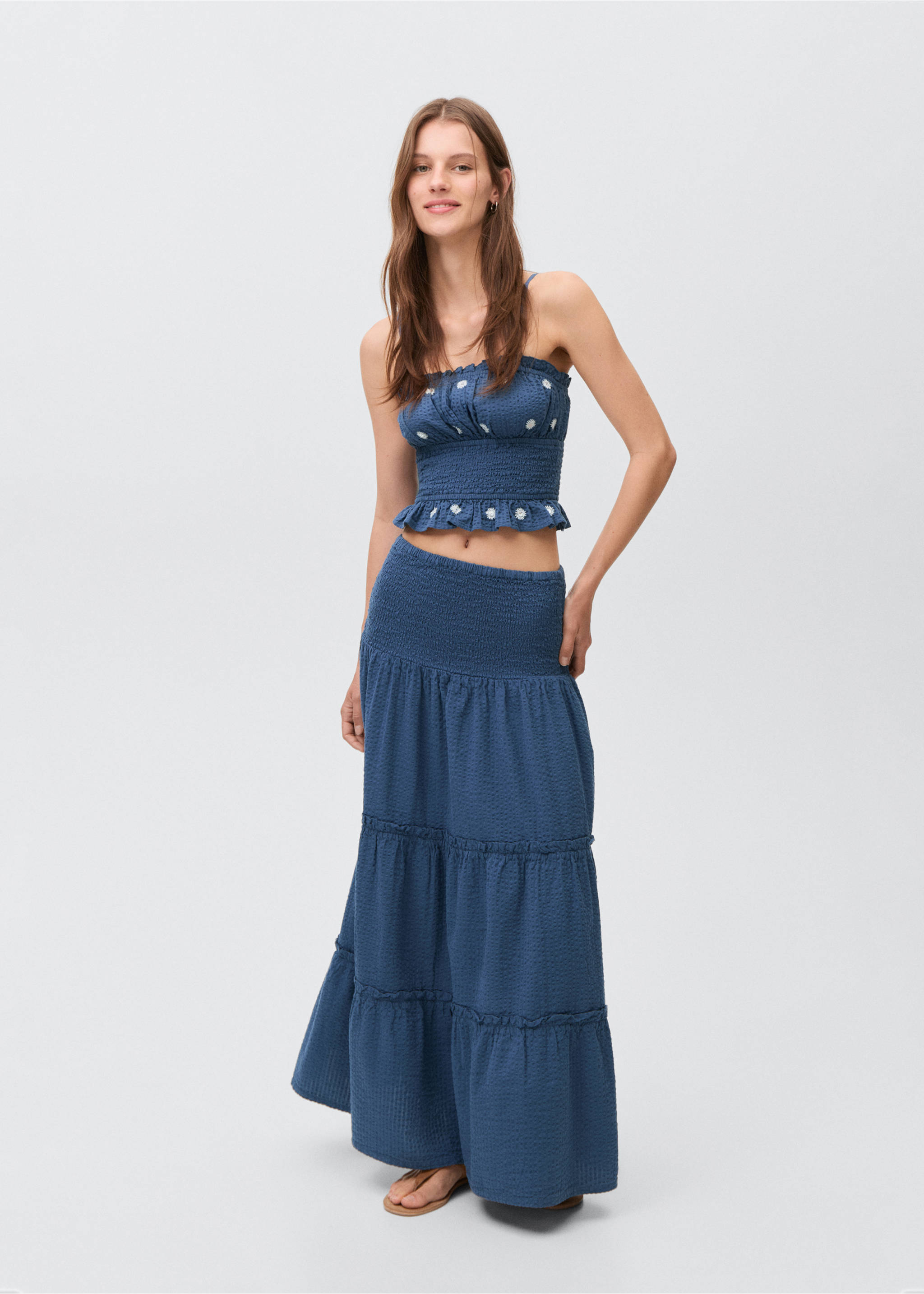 Mirror-embroidered top - General plane, Navy. Ref: 17043276-00.