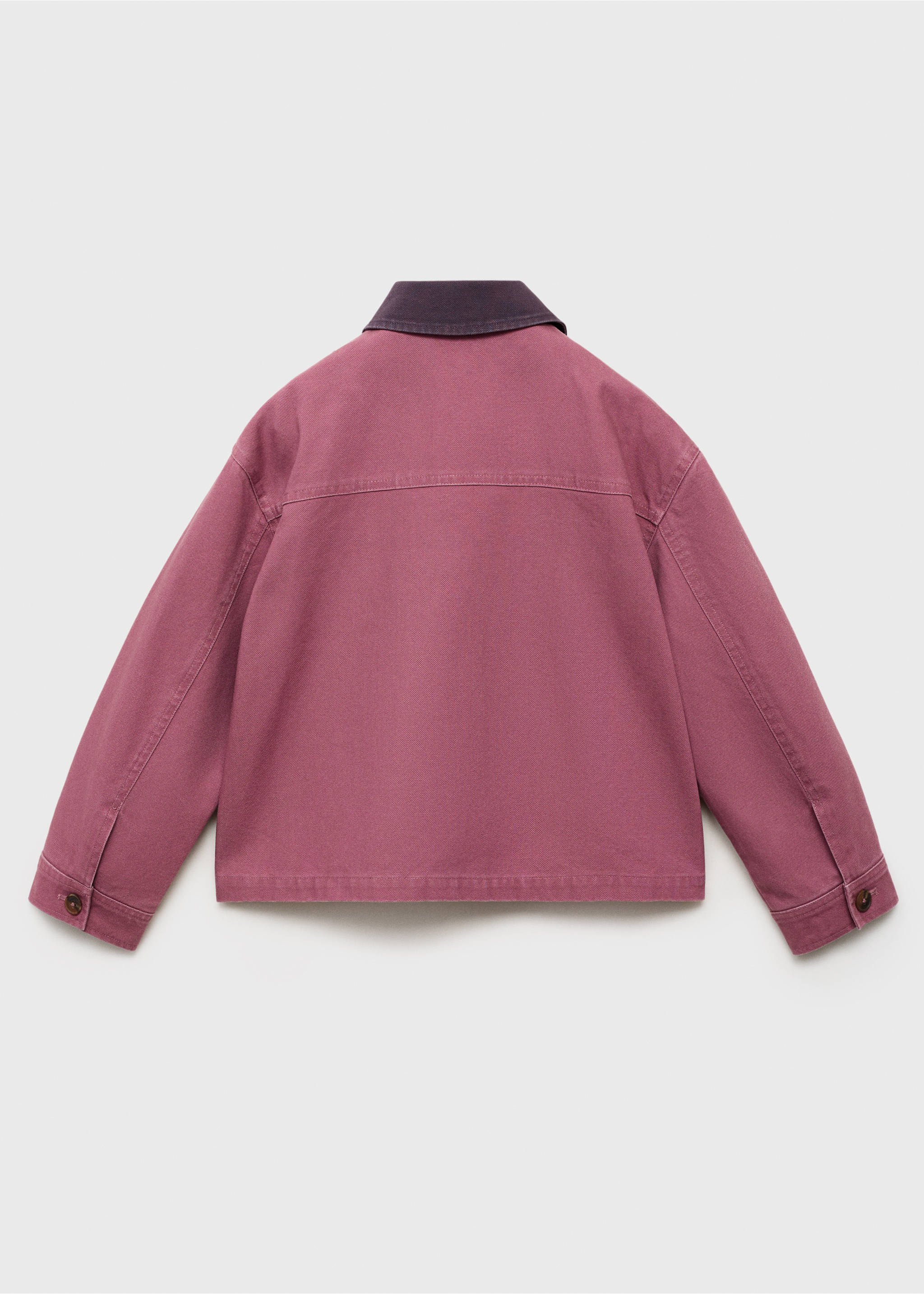 Denim parka with contrasting collar - Reverse of the article, Cherry. Ref: 17043277-00.