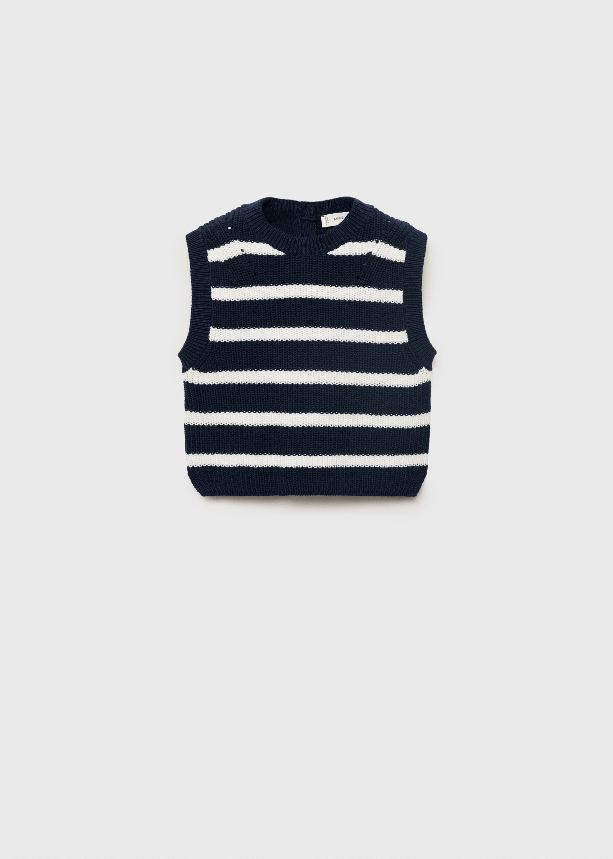 Gestreept gebreid vest - Artikel zonder model, Marineblauw. Ref: 17043280-00.