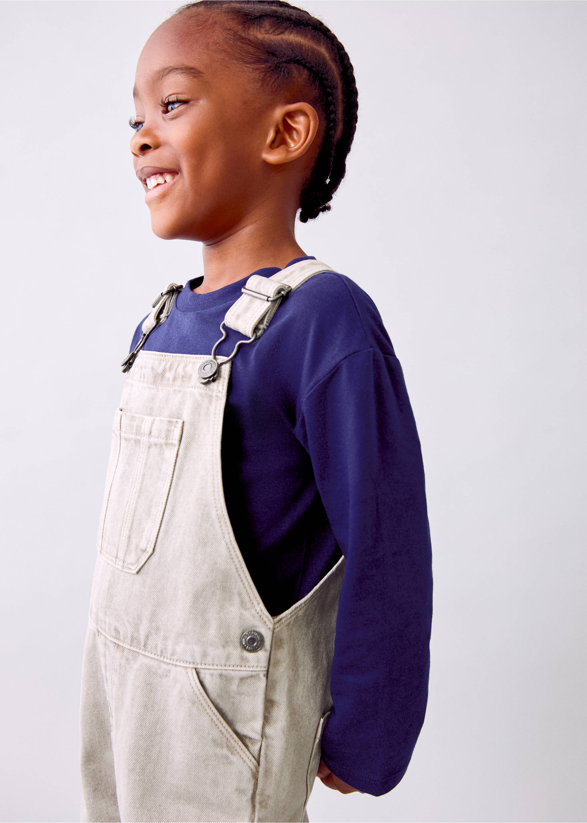Long denim dungarees - Medium plane, Grey. Ref: 17043283-00.