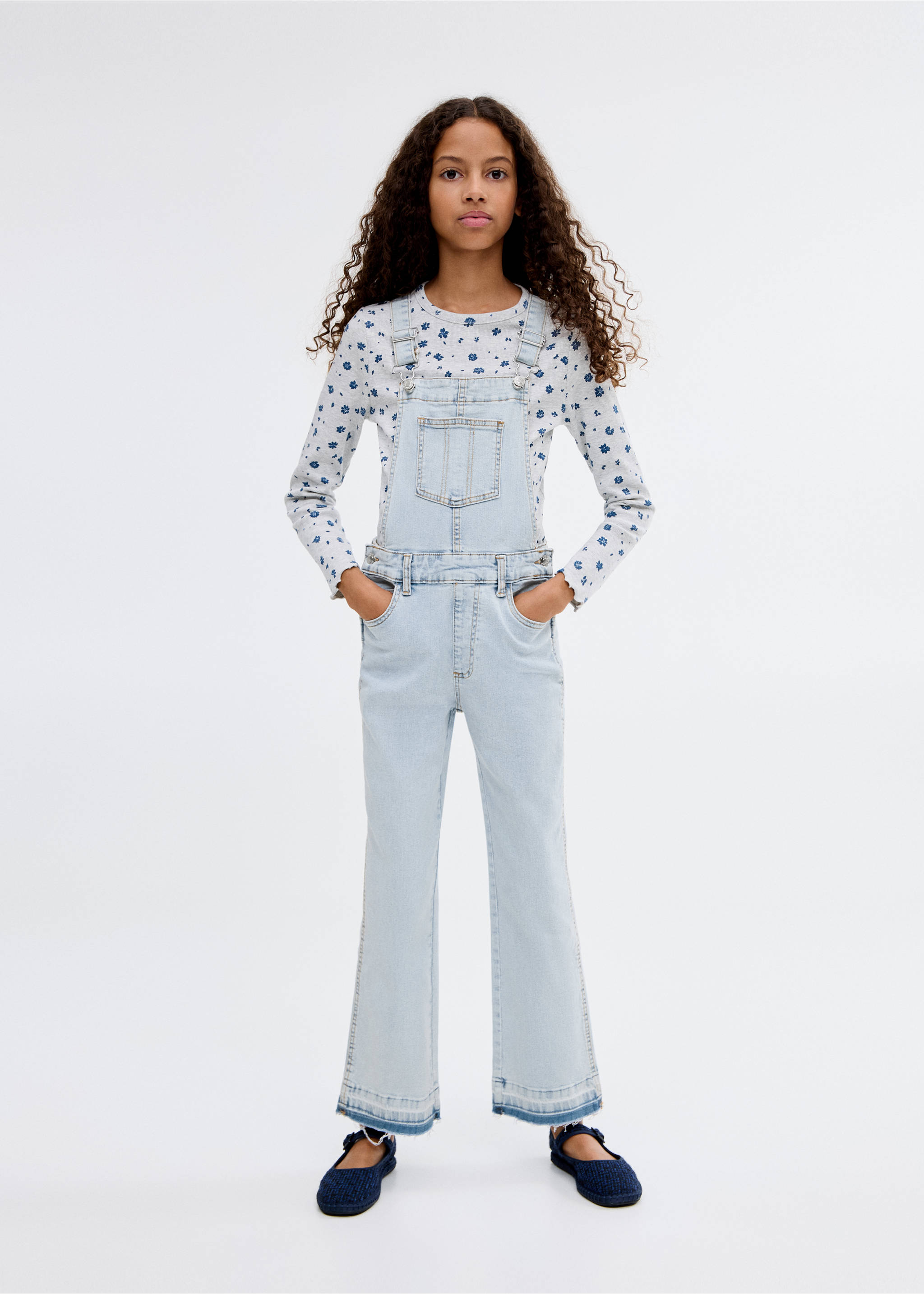 Jardineiras de ganga de algodão - Plano geral, Azul-claro. Ref: 17043284-00.