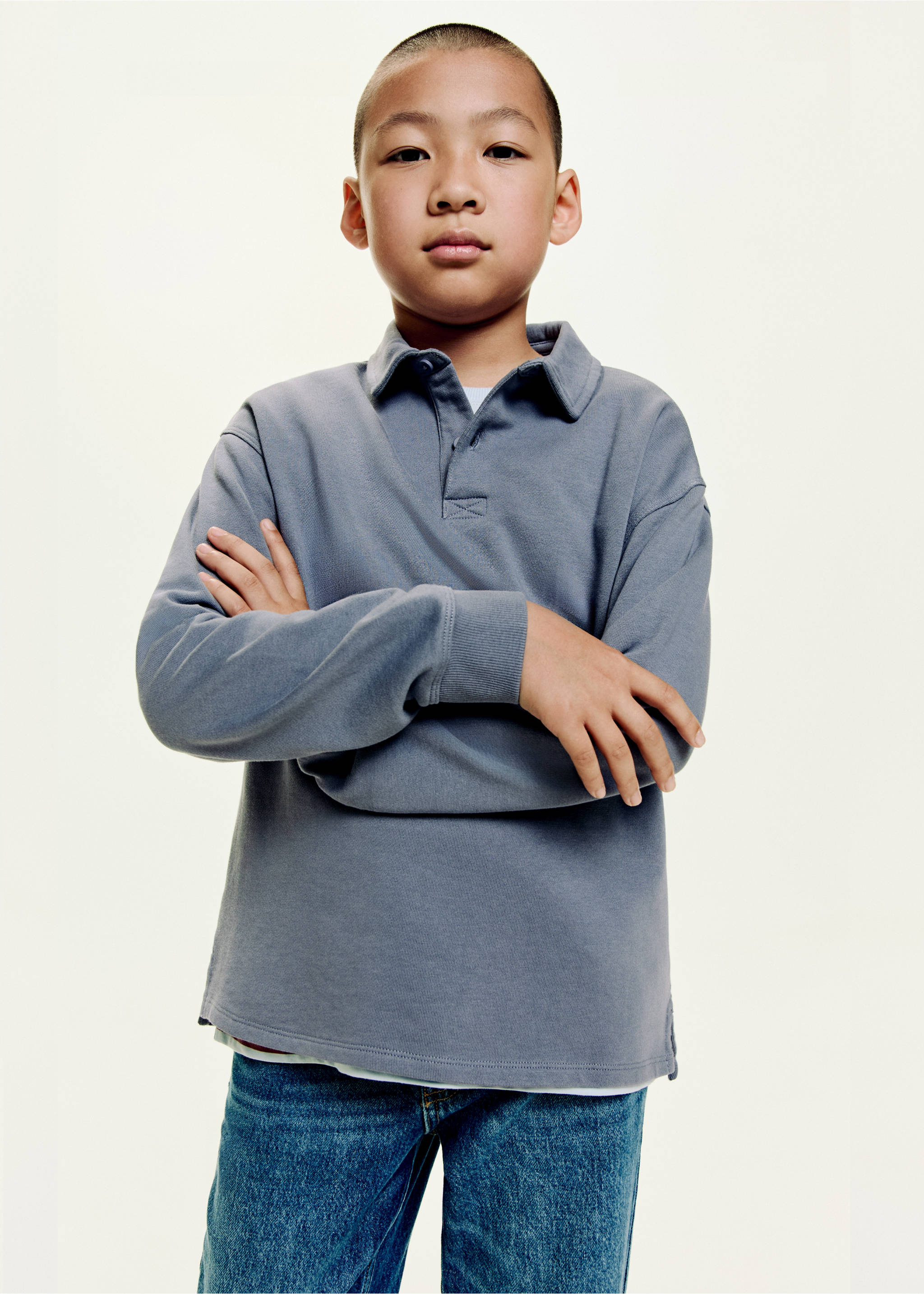 Polo-neck sweatshirt - Medium plane, Blue. Ref: 17043285-00.