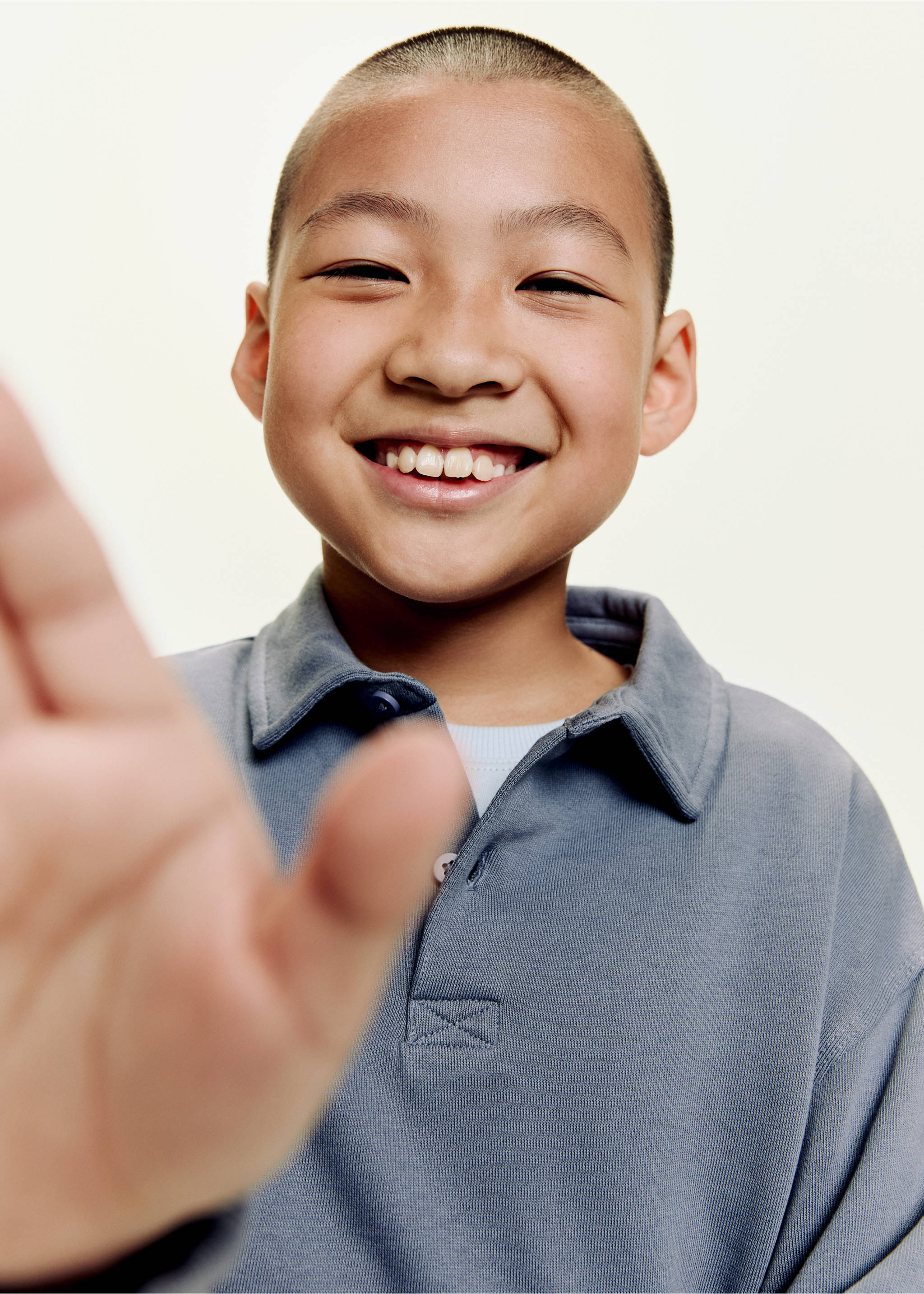 Polo-neck sweatshirt - Details of the article 1, Blue. Ref: 17043285-00.