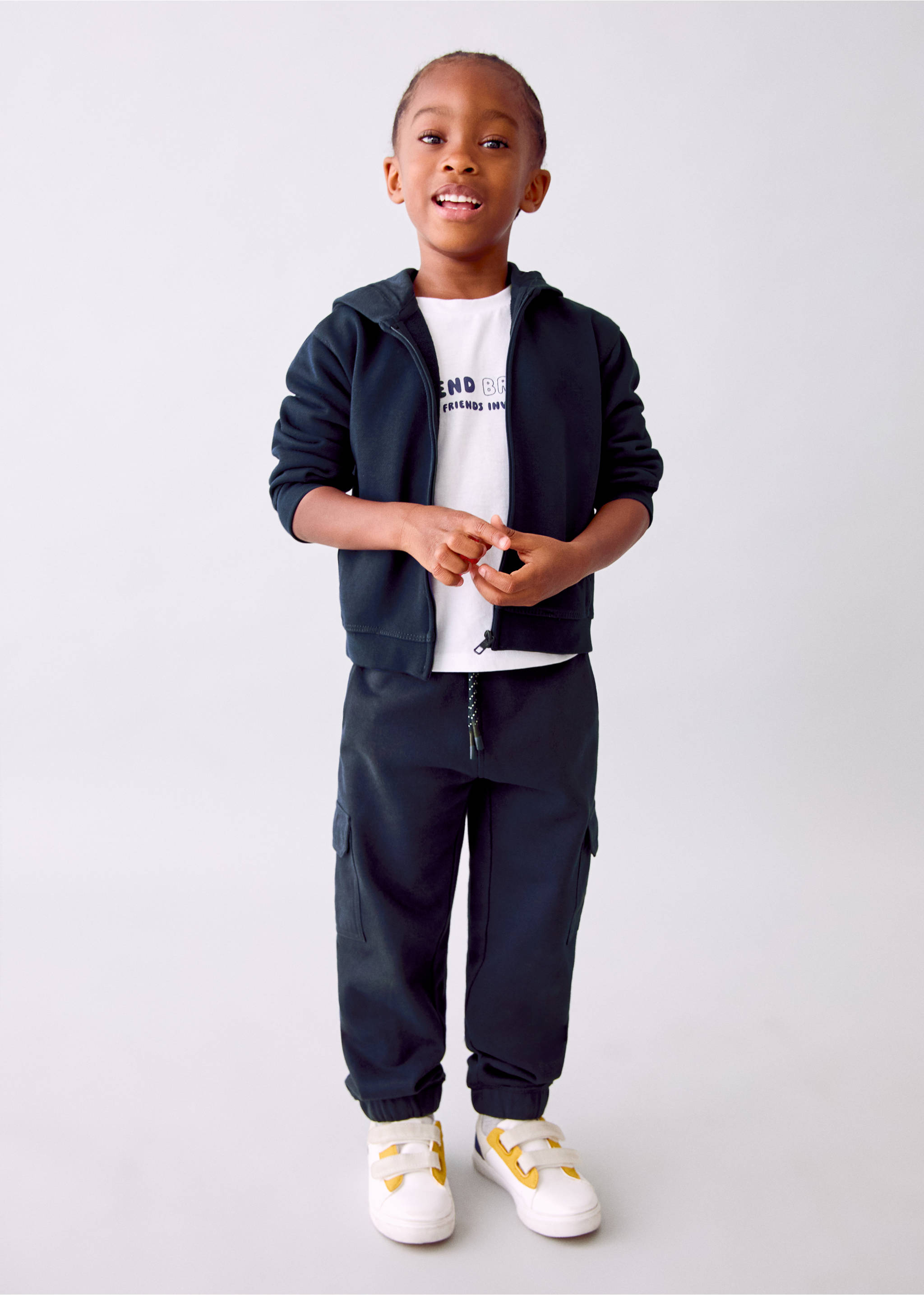 Cargo joggers with drawstring - Medium plane, Navy. Ref: 17043287-00.