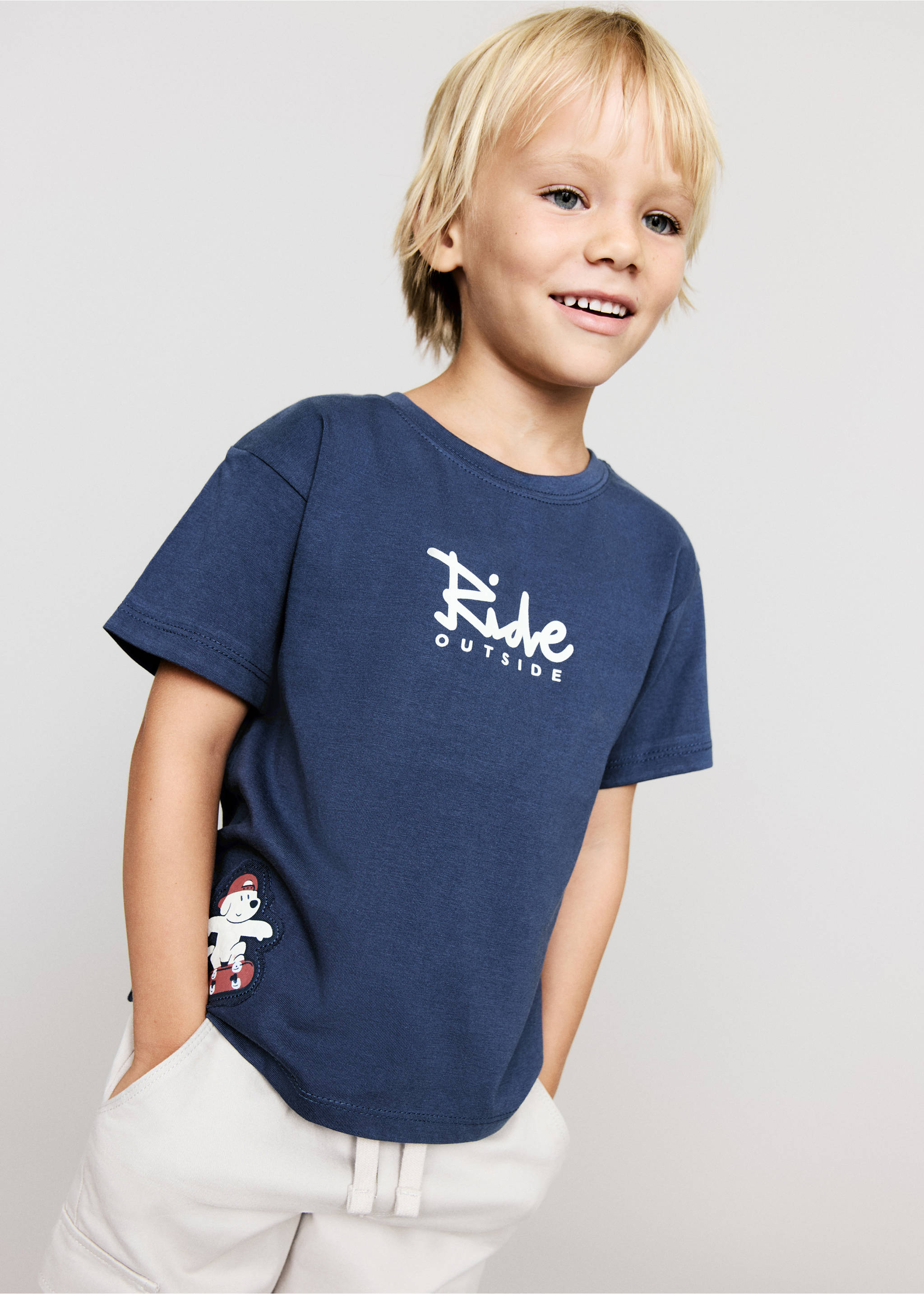Dog printed T-shirt - Medium plane, Night Blue. Ref: 17043293-00.