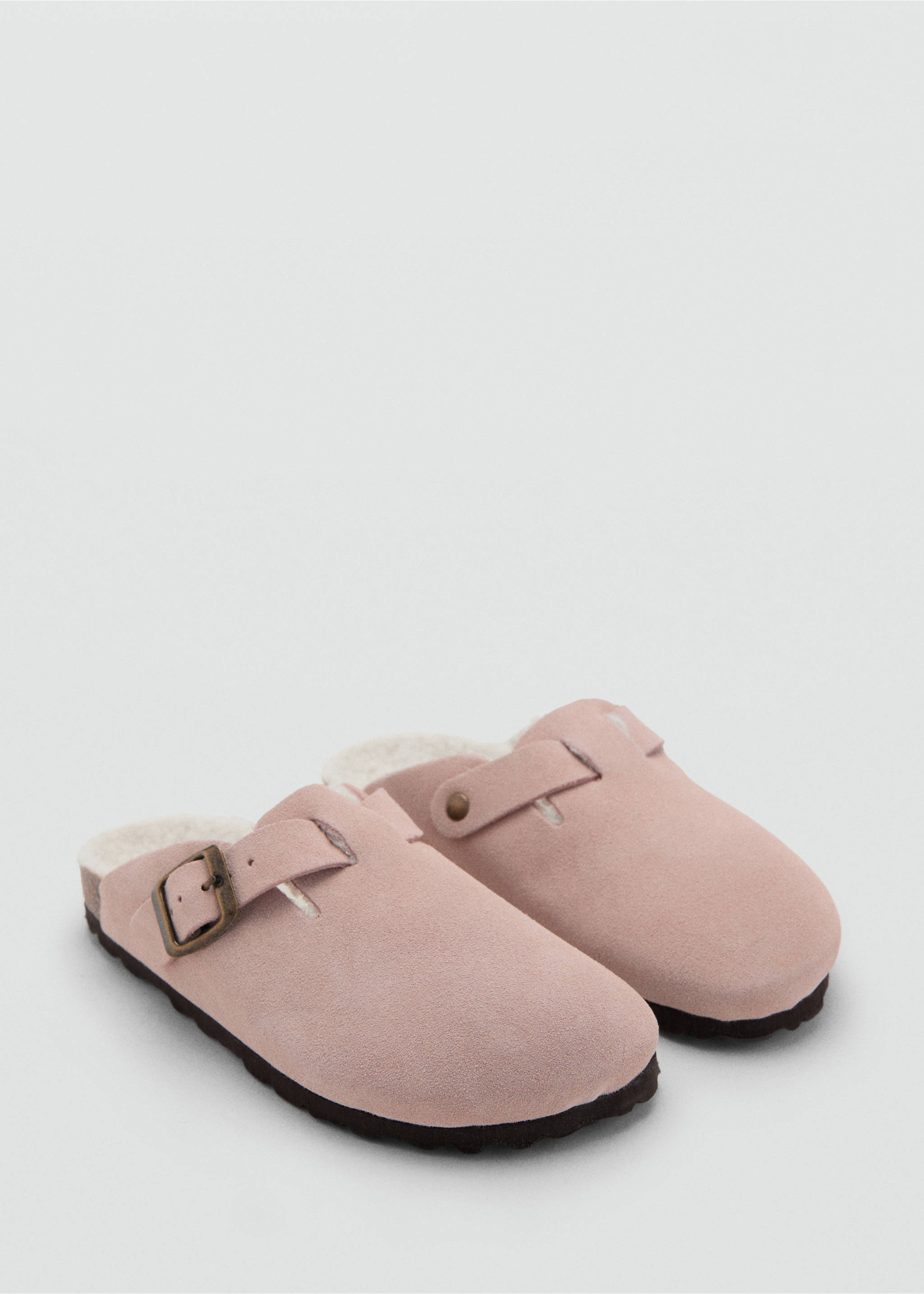 Sheepskin clogs with fur-effect lining - Medium plane, Pastel Pink. Ref: 17043296-00.