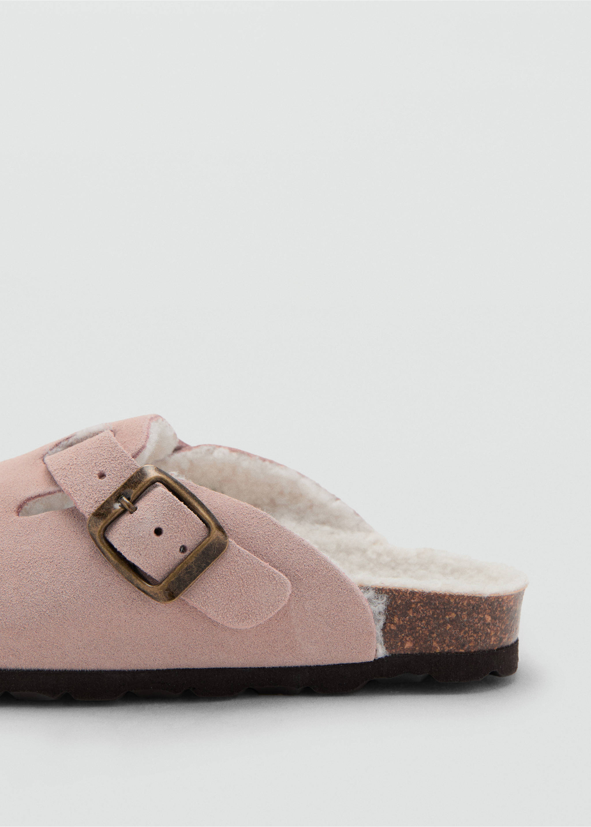 Sheepskin clogs with fur-effect lining - Details of the article 1, Pastel Pink. Ref: 17043296-00.
