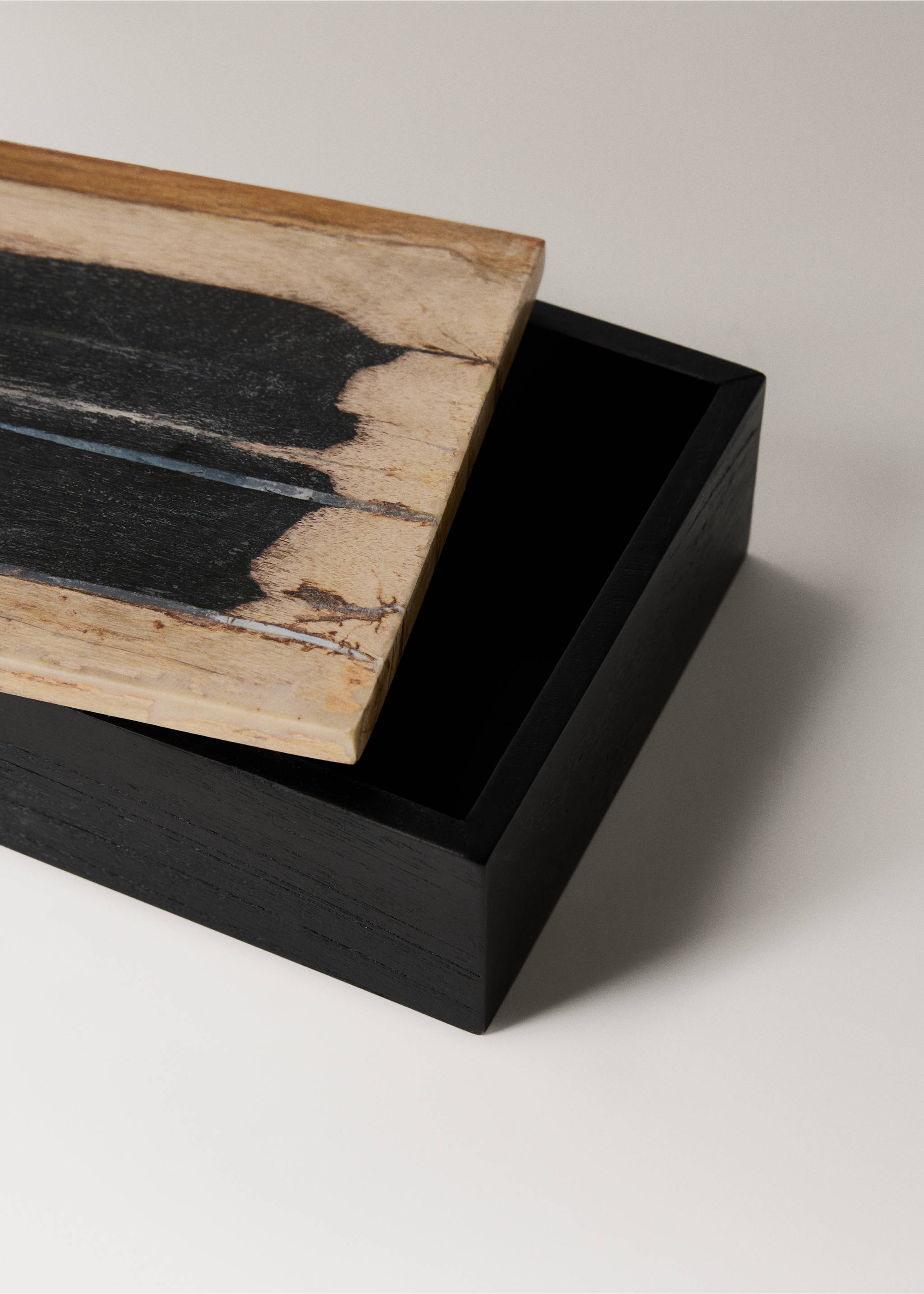 Grande boîte décorative en bois pétrifié - Détail de l'article 1, Noir. Ref: 17043325-00.