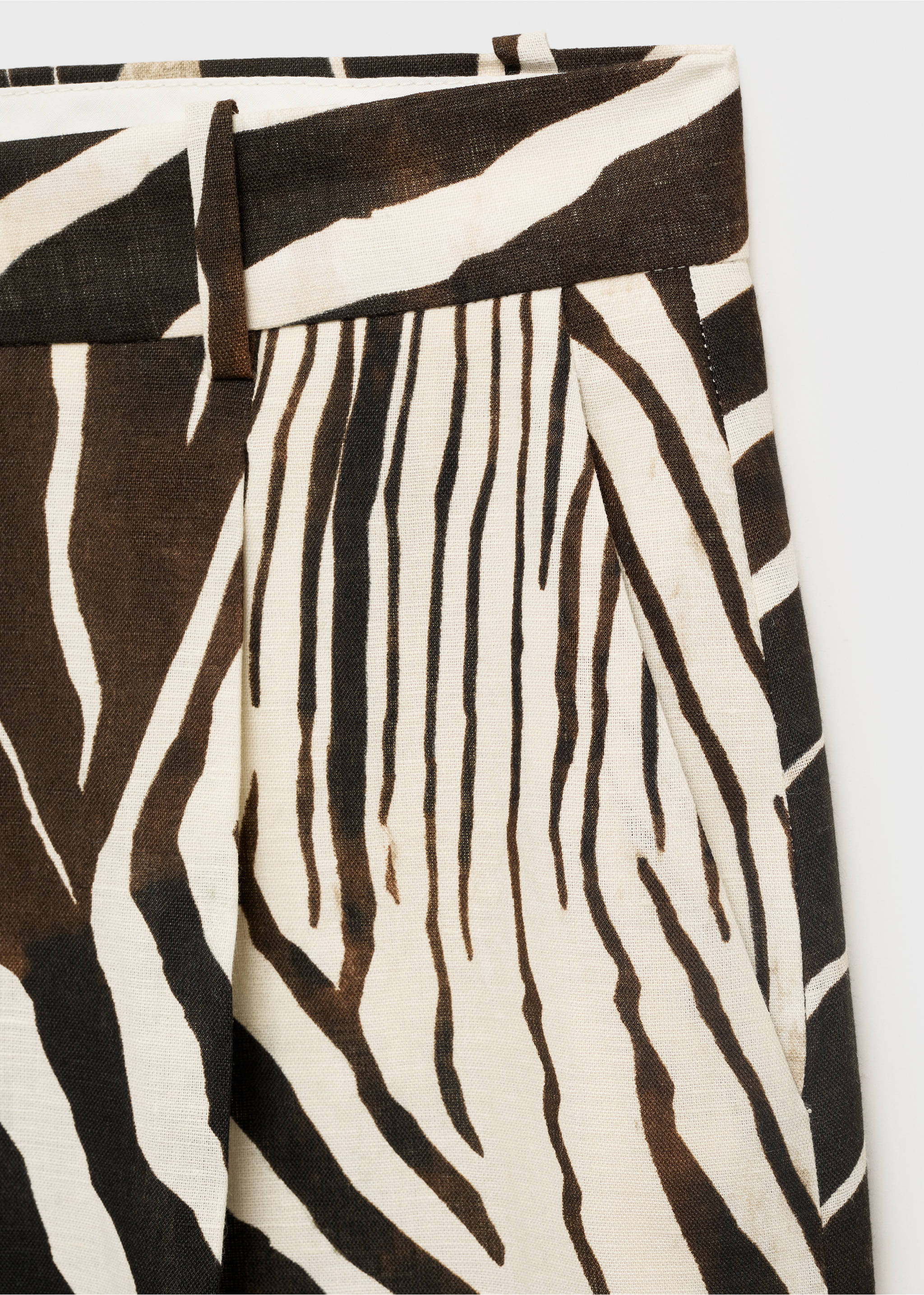 Zebra-print linen trousers - Details of the article 0, Chocolate. Ref: 17043333-00.