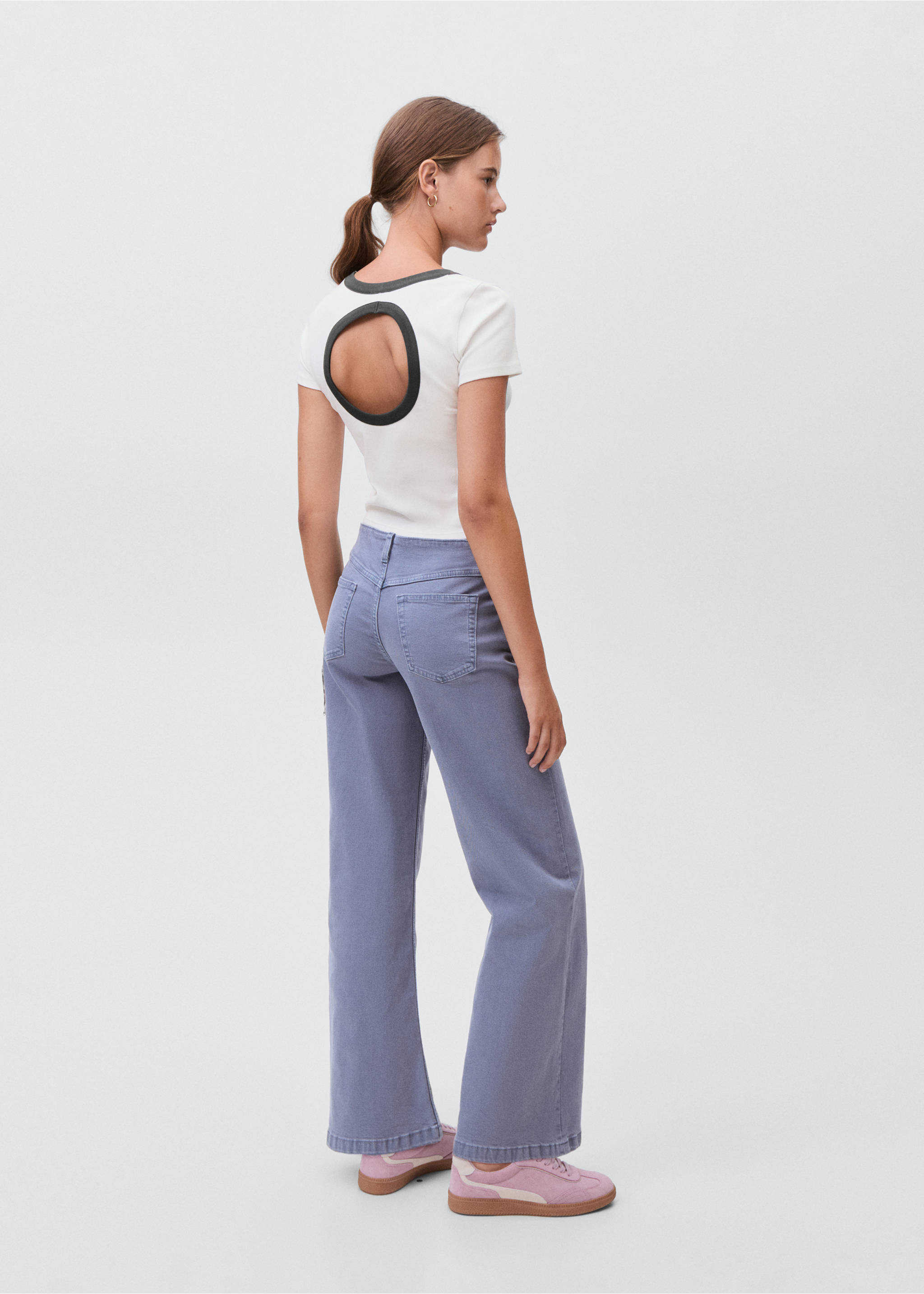 Contrasting collar cotton t-shirt - Reverse of the article, Off White. Ref: 17043335-00.