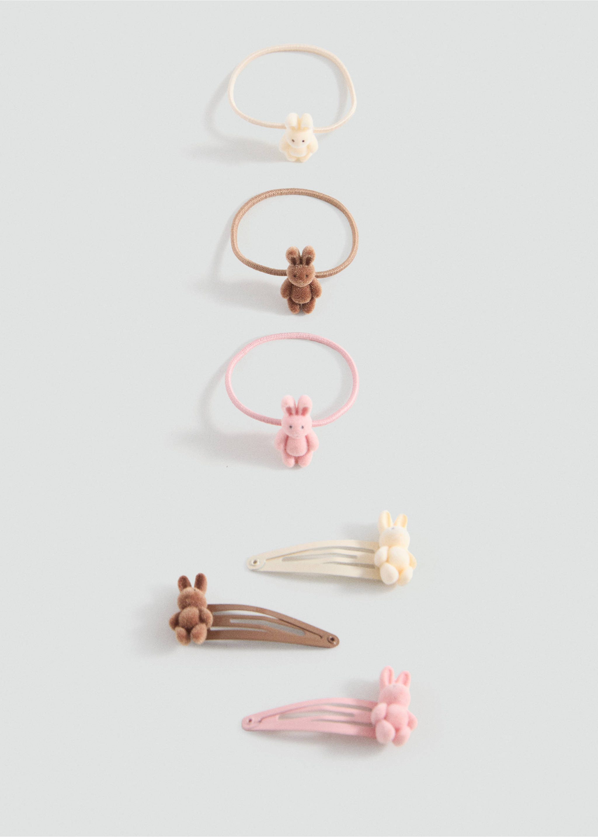 Pack Haargummis und -clips - Artikel ohne Model, Sandfarben. Ref: 17043812-00.