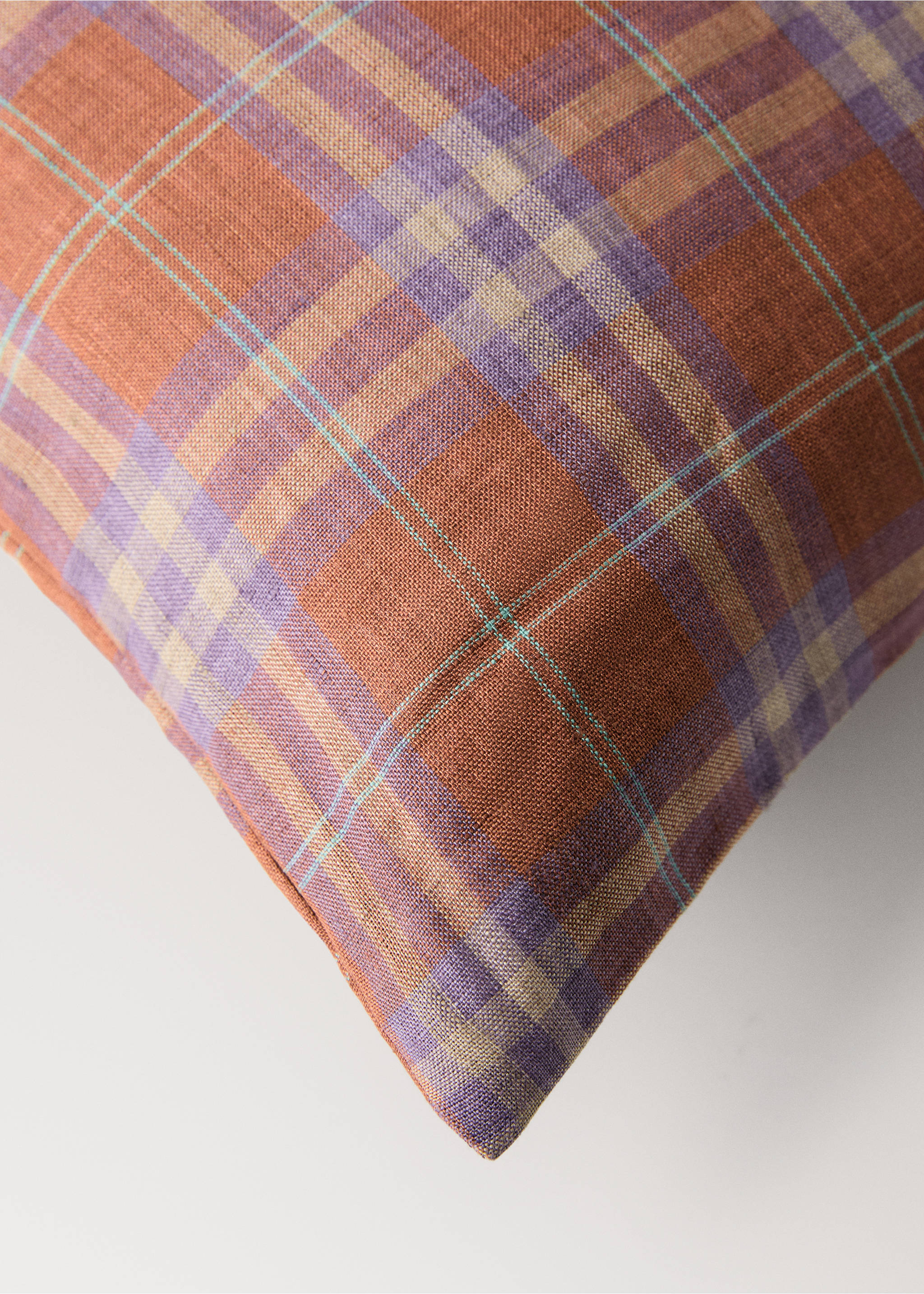 Multi-coloured check children's cushion cover 40x40 cm - Details of the article 2, Cherry. Ref: 17043825-00.