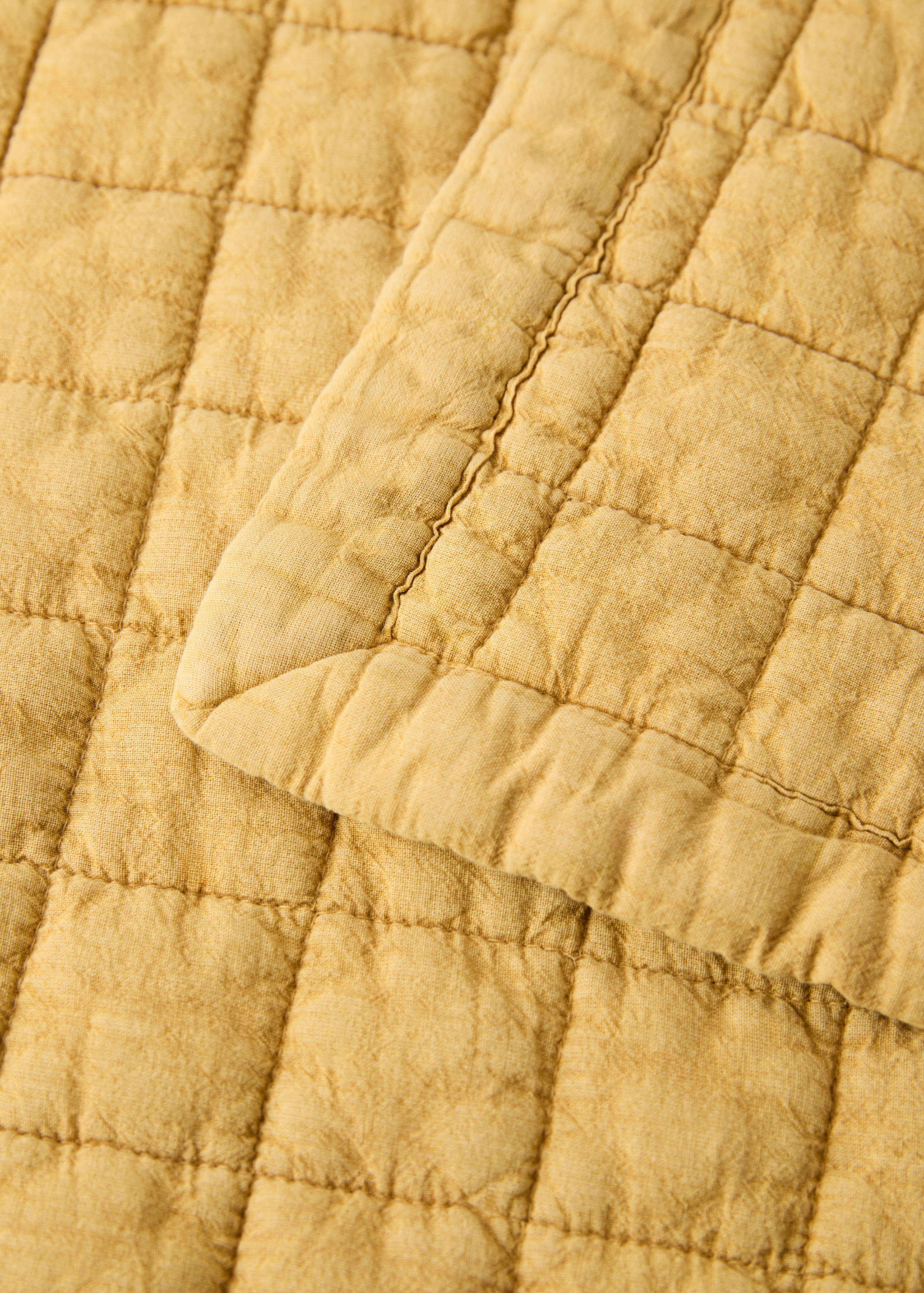 Washed cotton check bedspread for cot - Details of the article 1