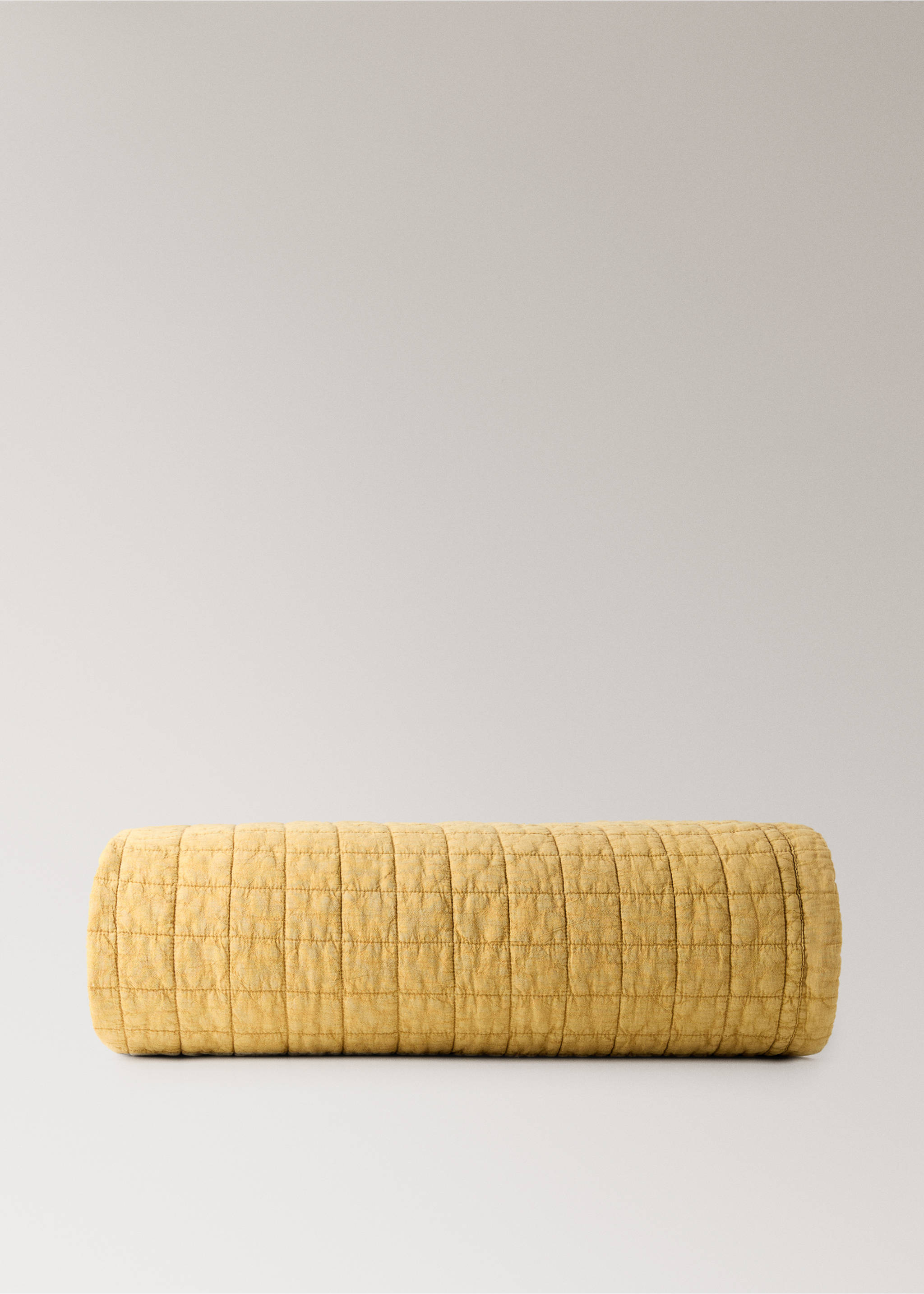 Washed cotton check bedspread for cot - Article without model, Mustard. Ref: 17043827-00.