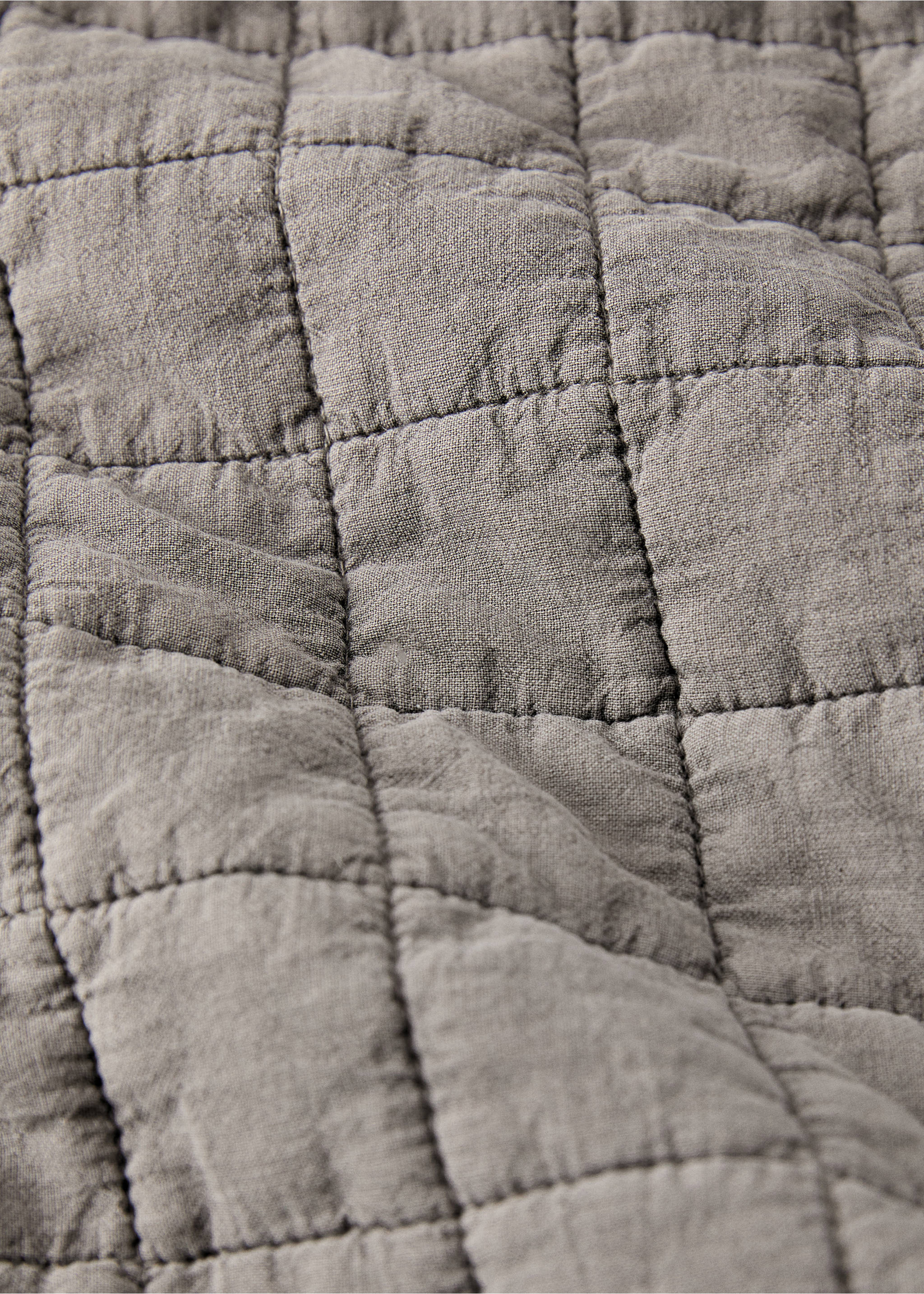 Washed cotton check bedspread for cot - Details of the article 1, Medium Brown. Ref: 17043827-00.
