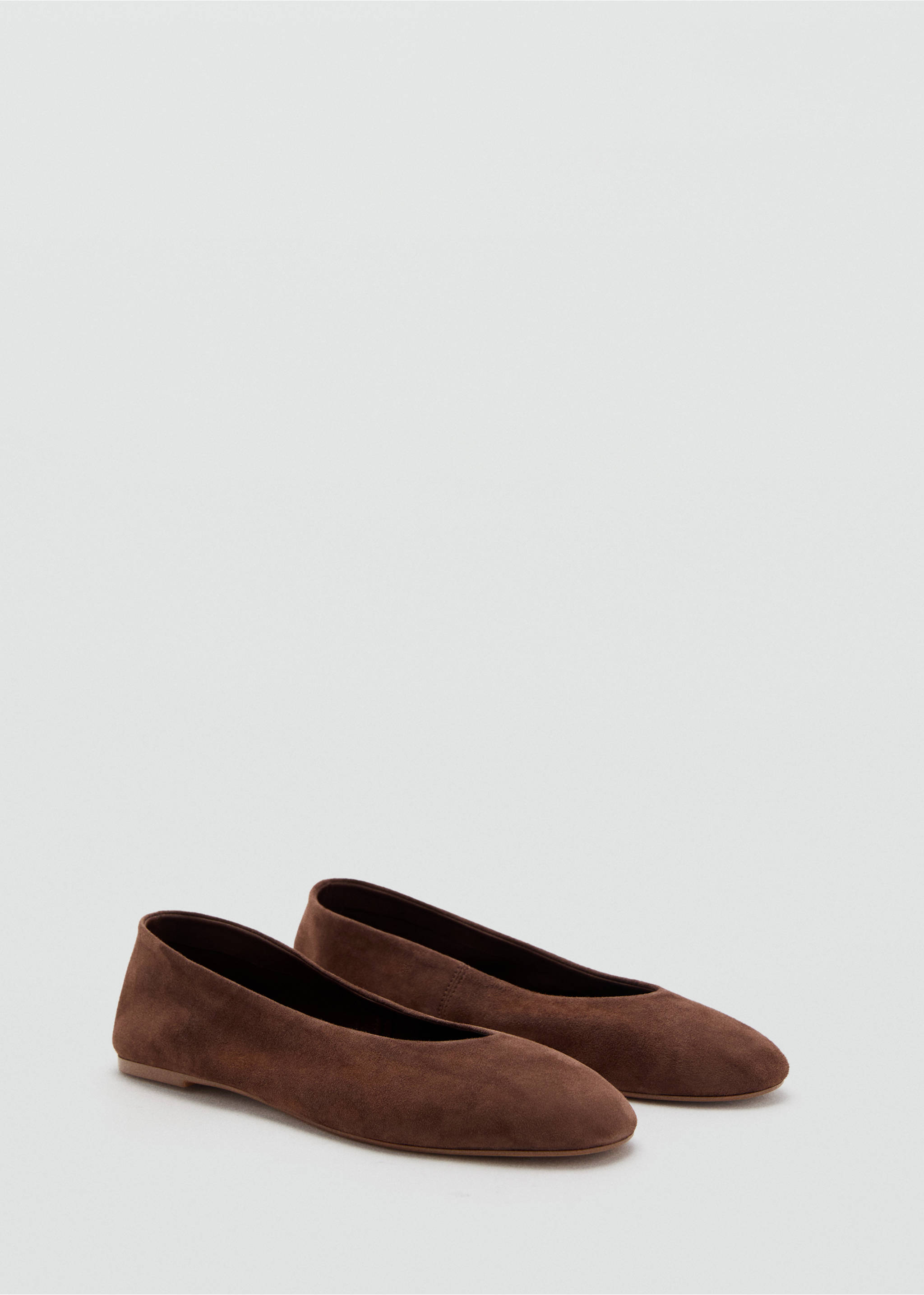 Suede leather ballet flats - Medium plane, Chocolate. Ref: 17043829-00.