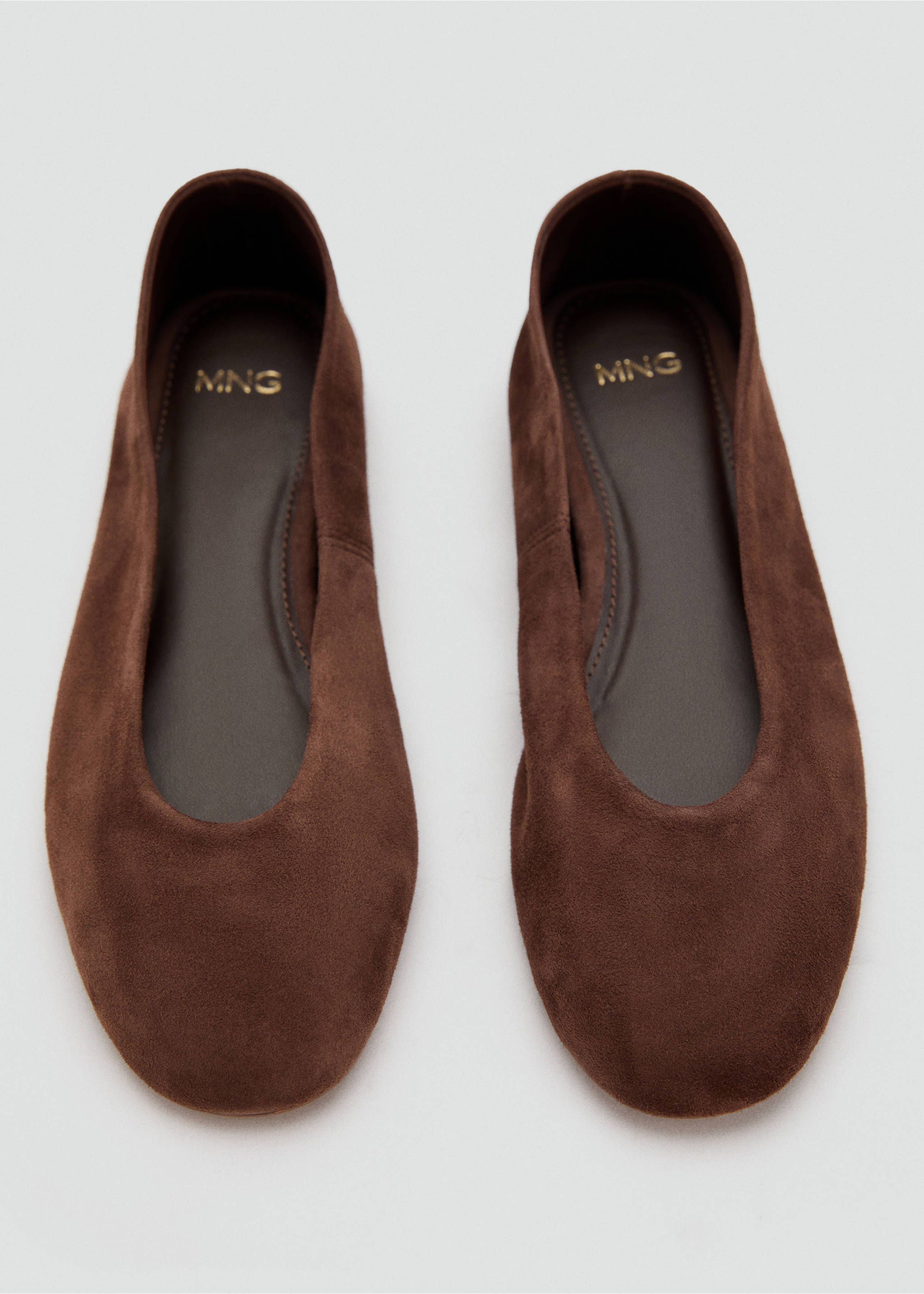 Suede leather ballet flats - Details of the article 3, Chocolate. Ref: 17043829-00.