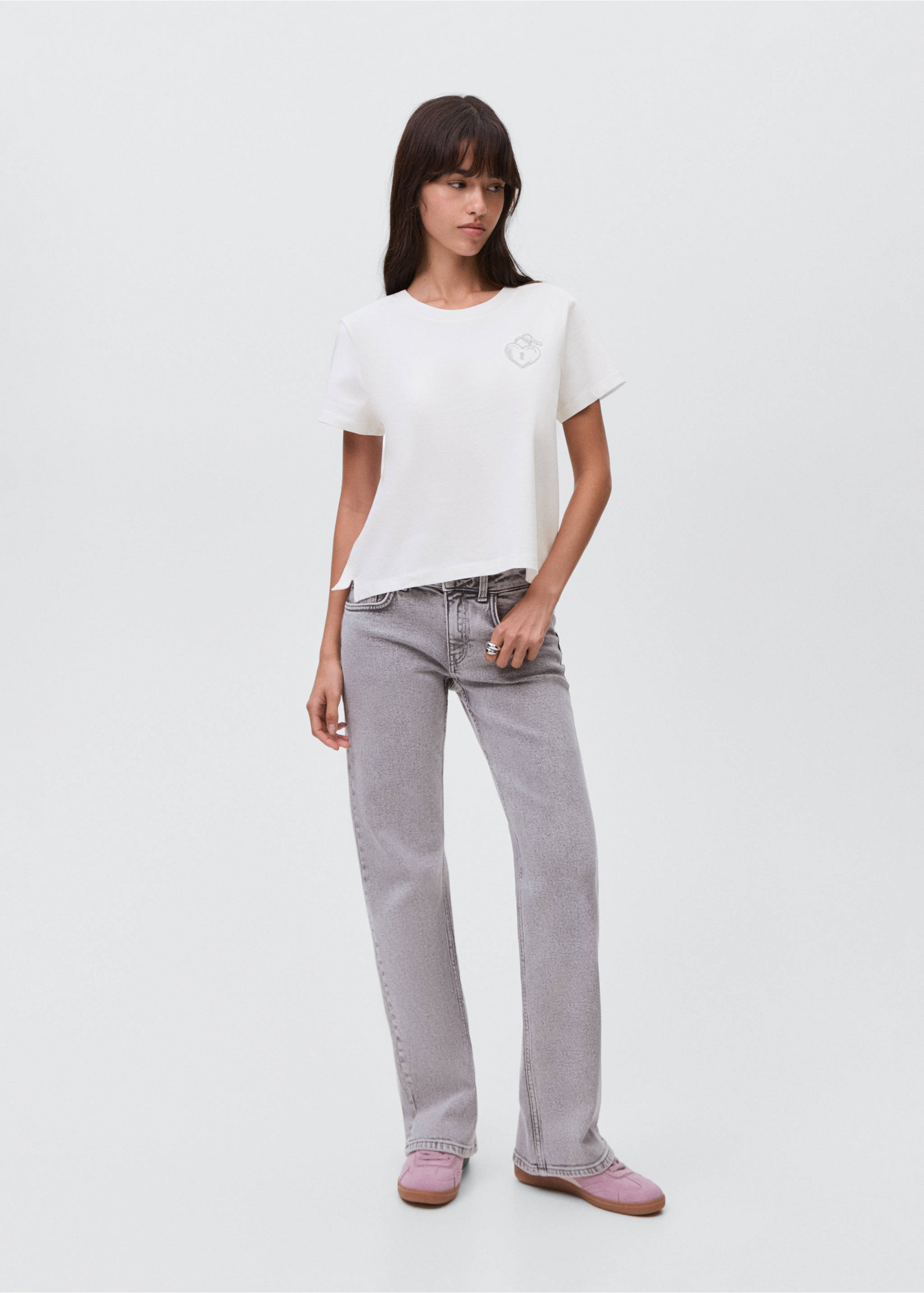 Cotton heart t-shirt - General plane, Off White. Ref: 17044073-00.
