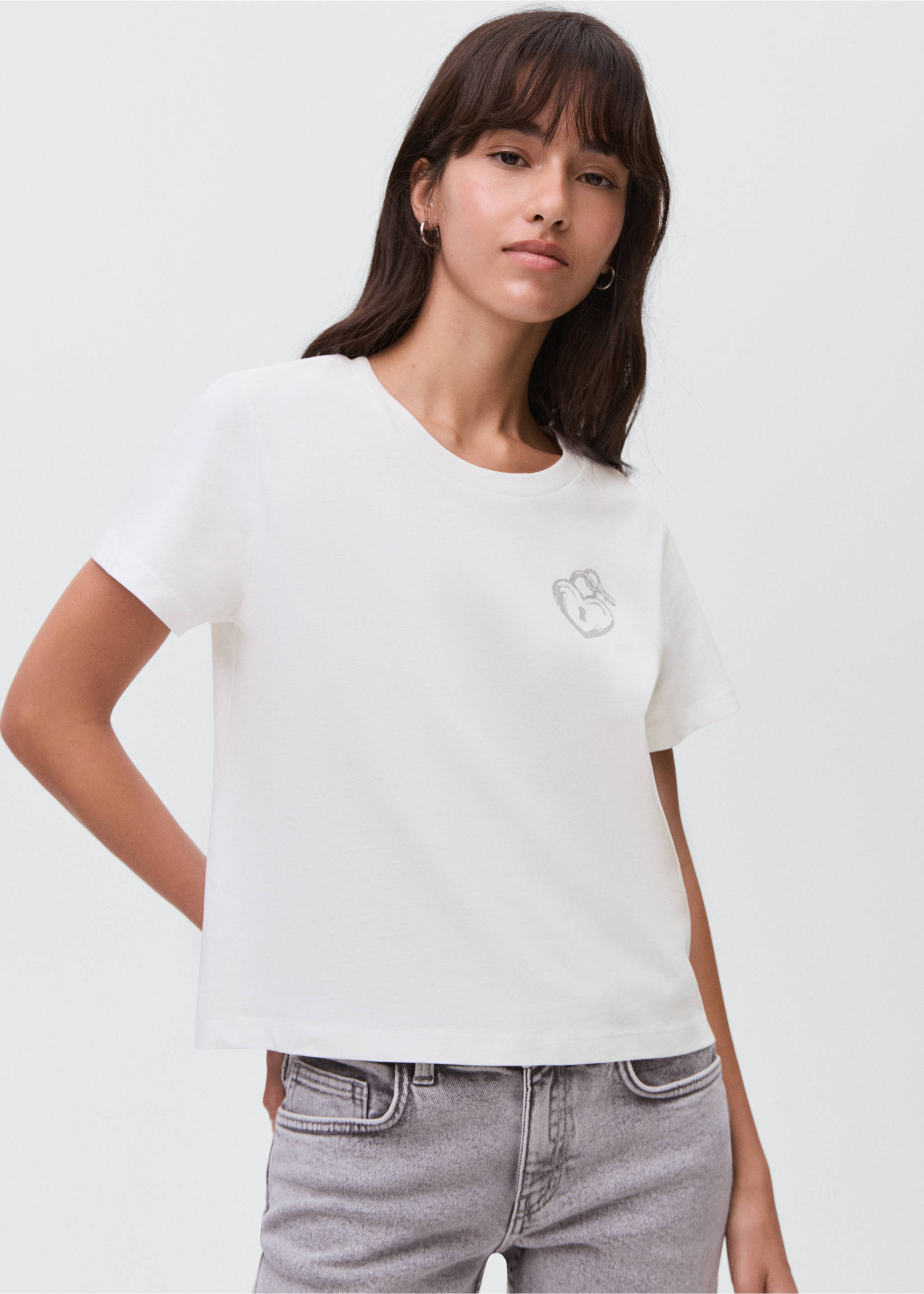 Cotton heart t-shirt - Medium plane, Off White. Ref: 17044073-00.