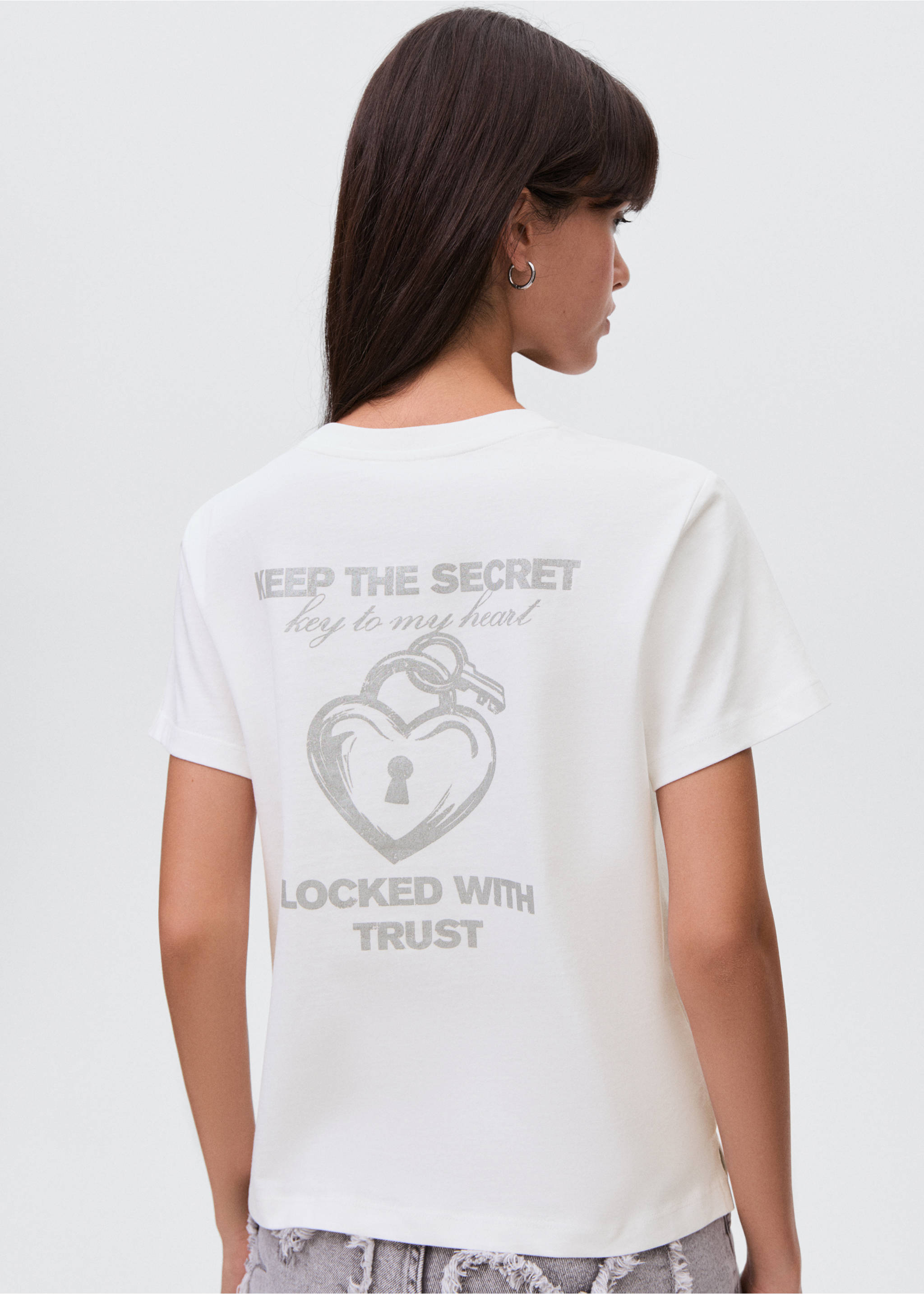 Cotton heart t-shirt - Reverse of the article, Off White. Ref: 17044073-00.