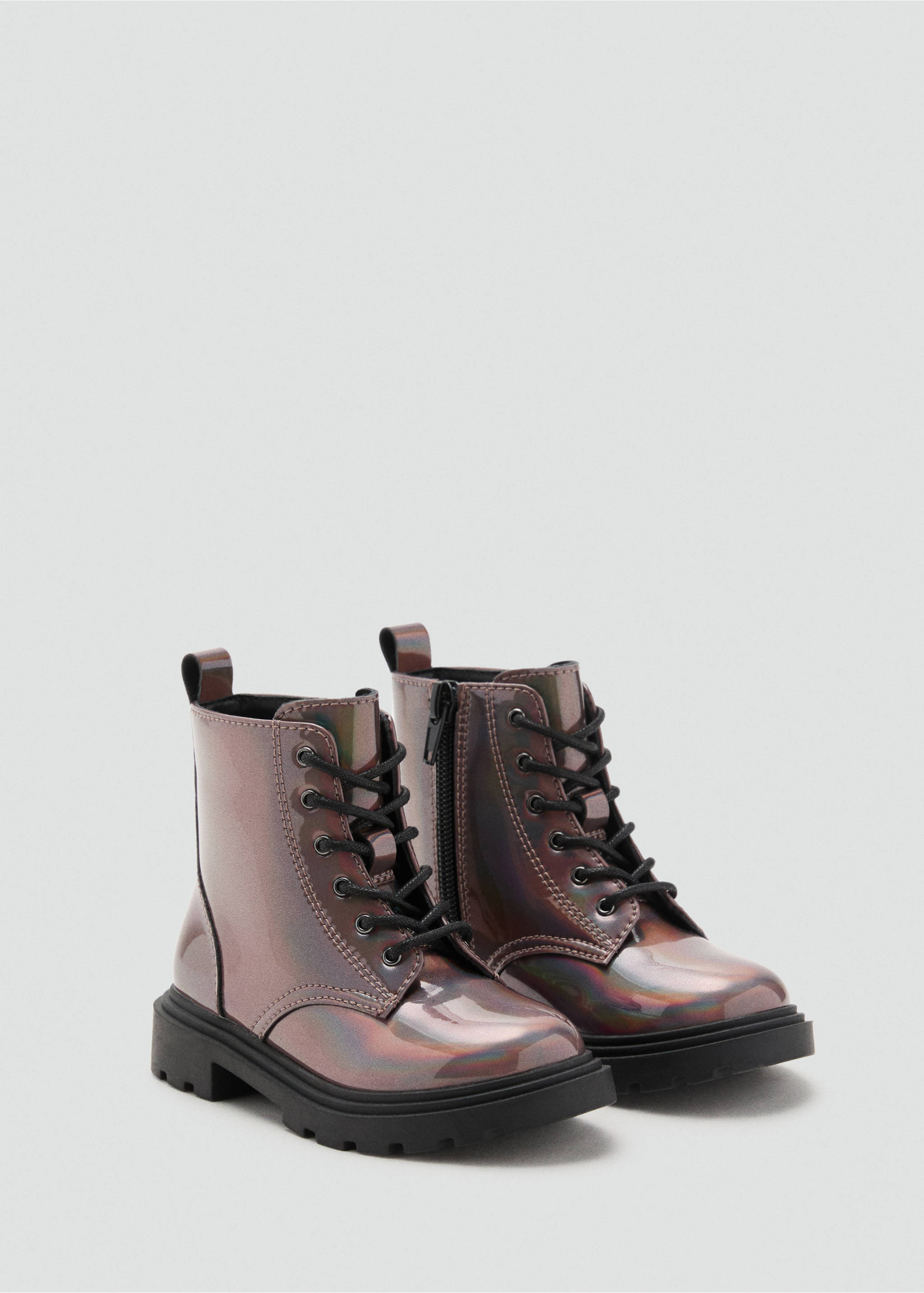 Zipped metallic boots - Medium plane, Maroon. Ref: 17044076-00.