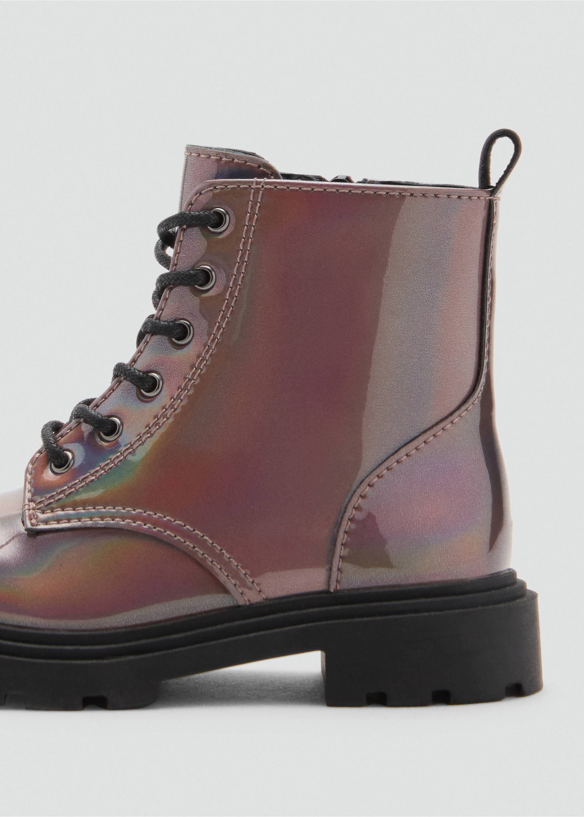 Zipped metallic boots - Details of the article 1, Maroon. Ref: 17044076-00.