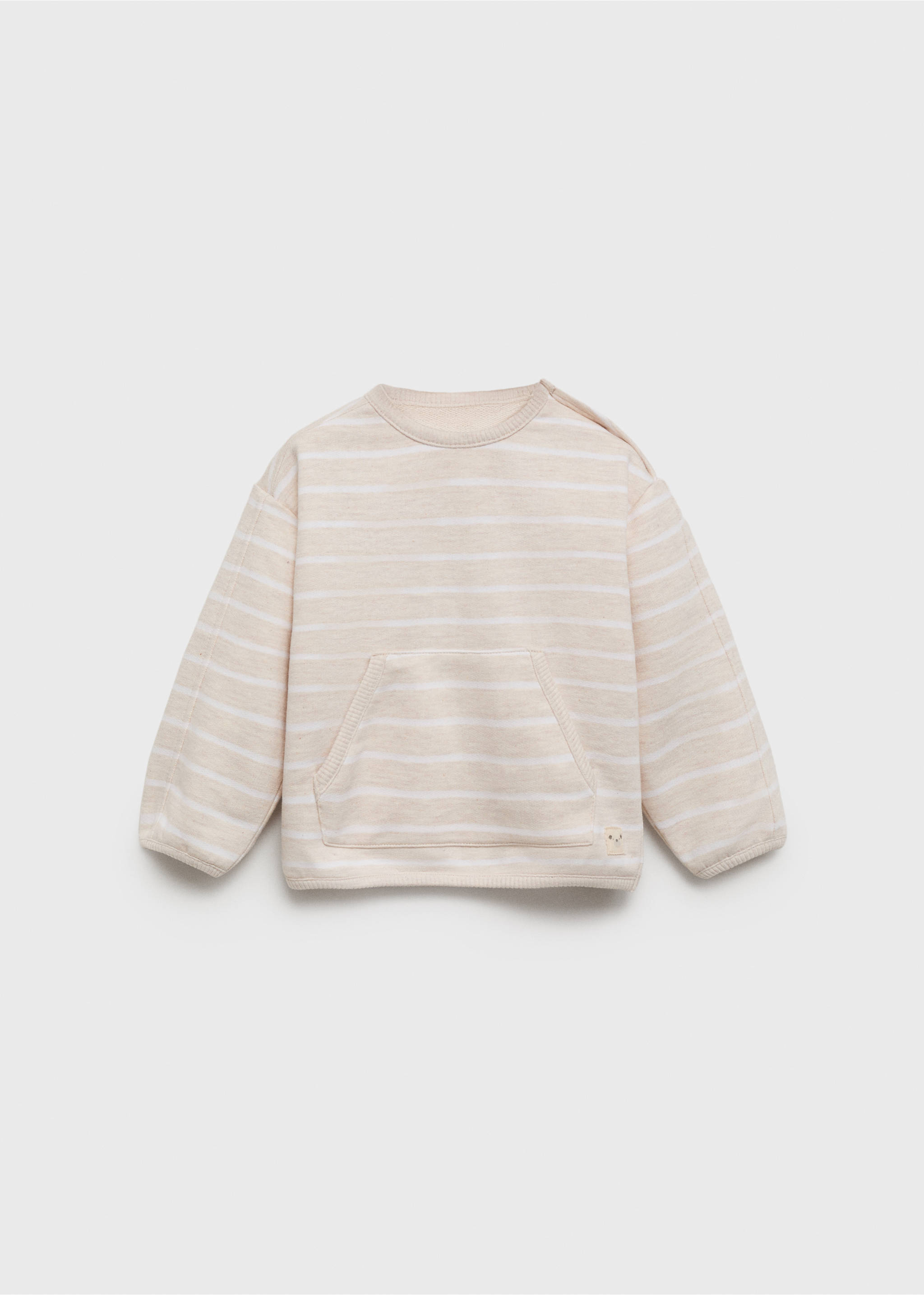 Striped sweatshirt with button detail - Article without model, Sand. Ref: 17044077-00.