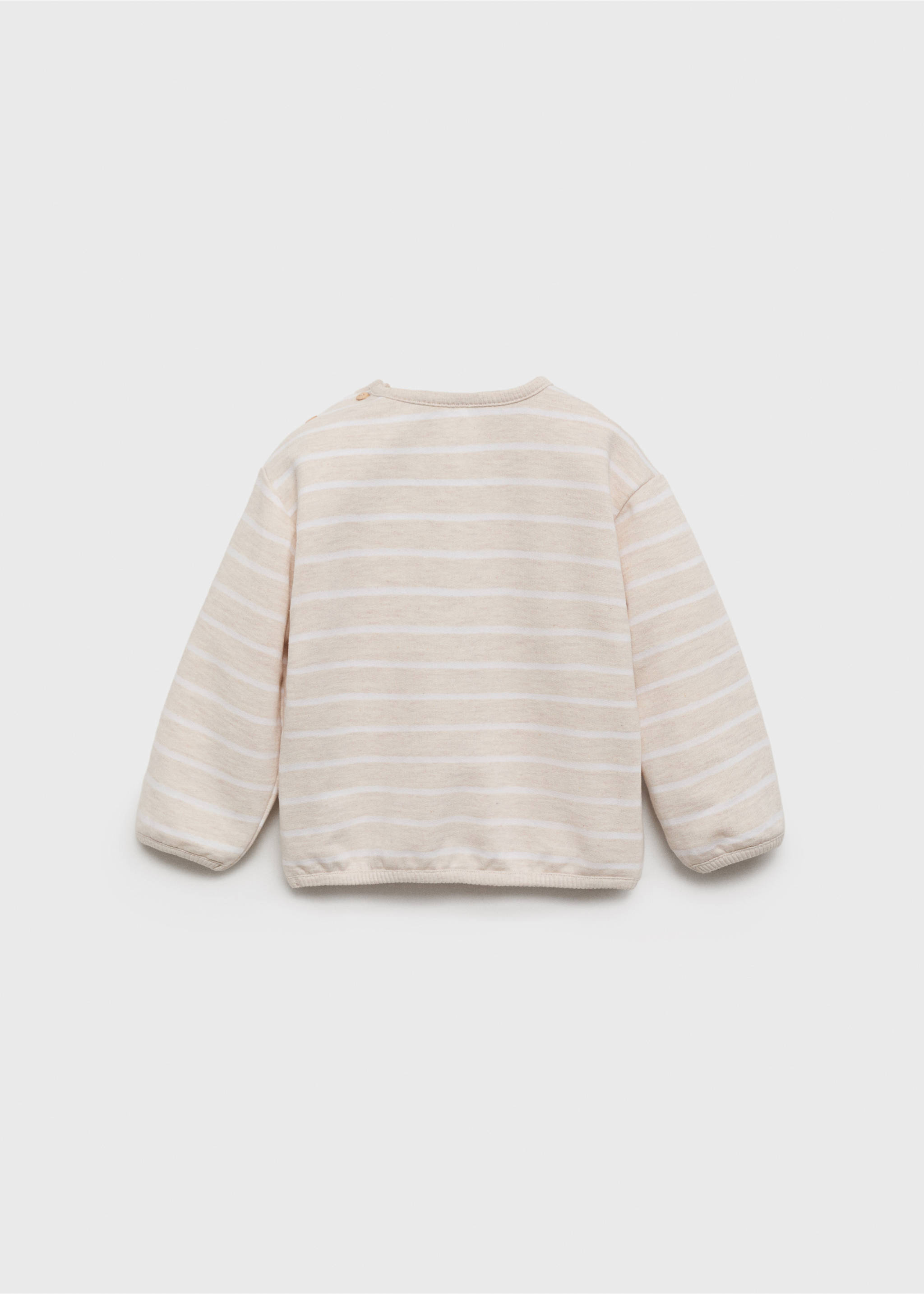 Striped sweatshirt with button detail - Reverse of the article, Sand. Ref: 17044077-00.