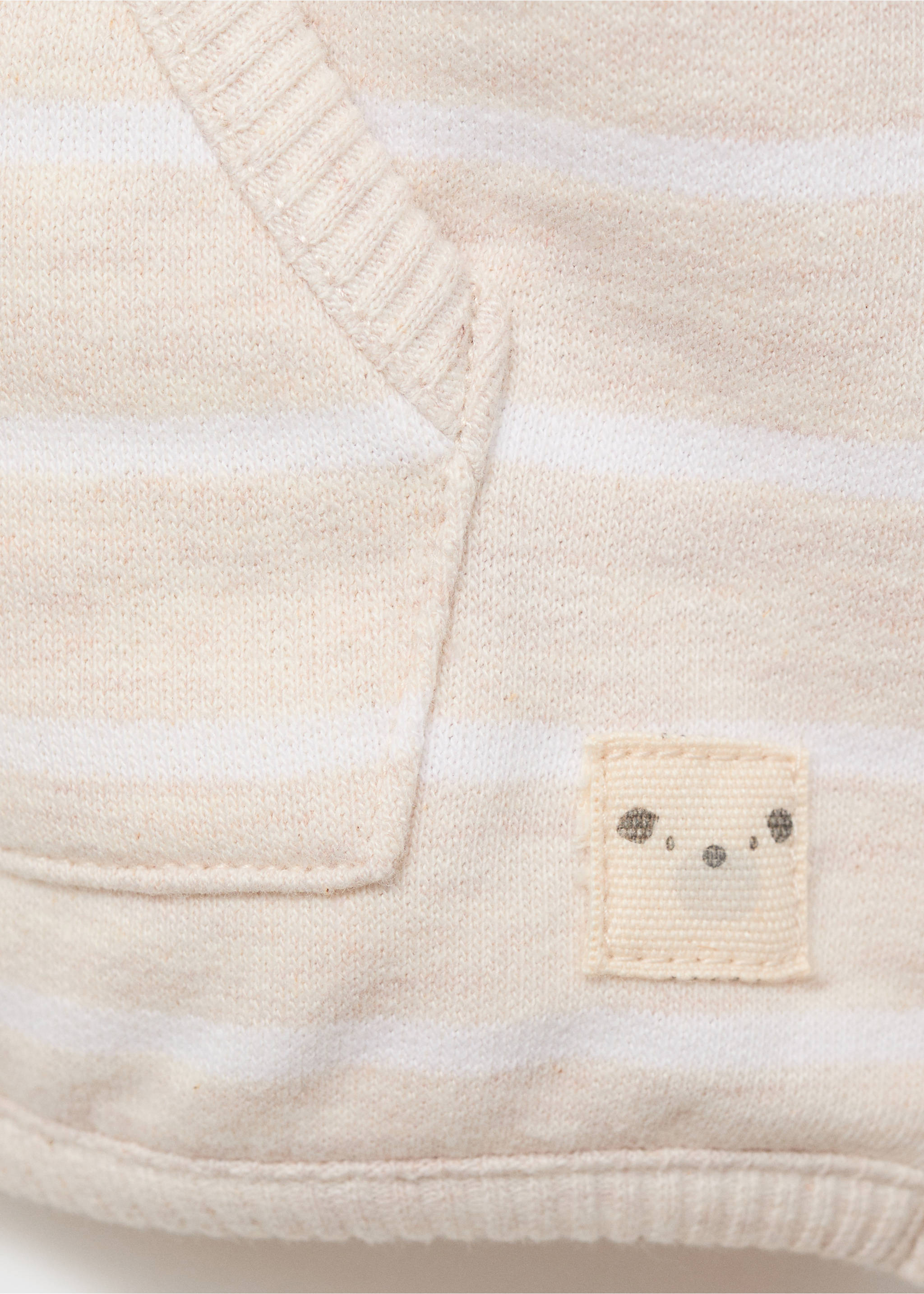 Striped sweatshirt with button detail - Details of the article 0, Sand. Ref: 17044077-00.