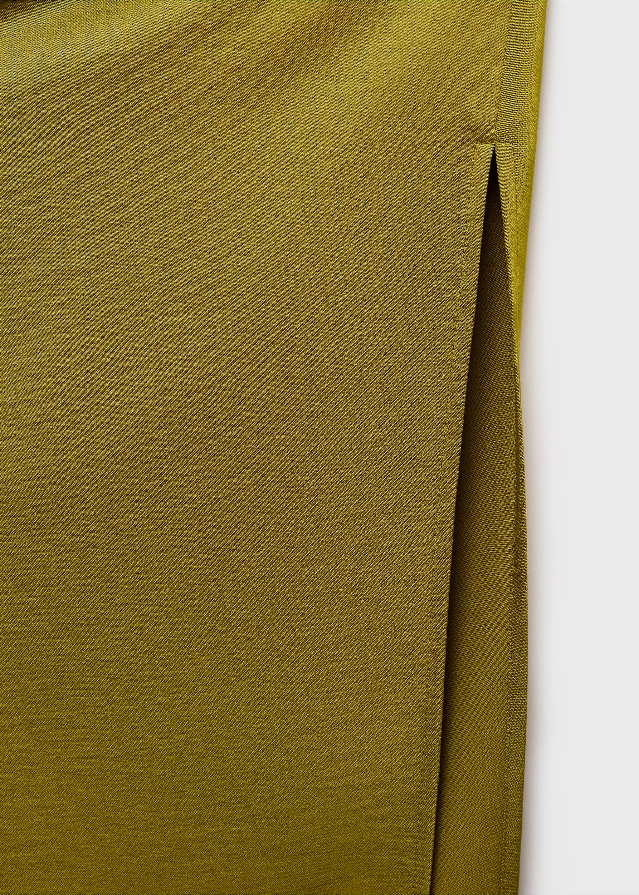 Asymmetrical satin dress with side slits - Details of the article 0, Olive Green. Ref: 17044078-00.