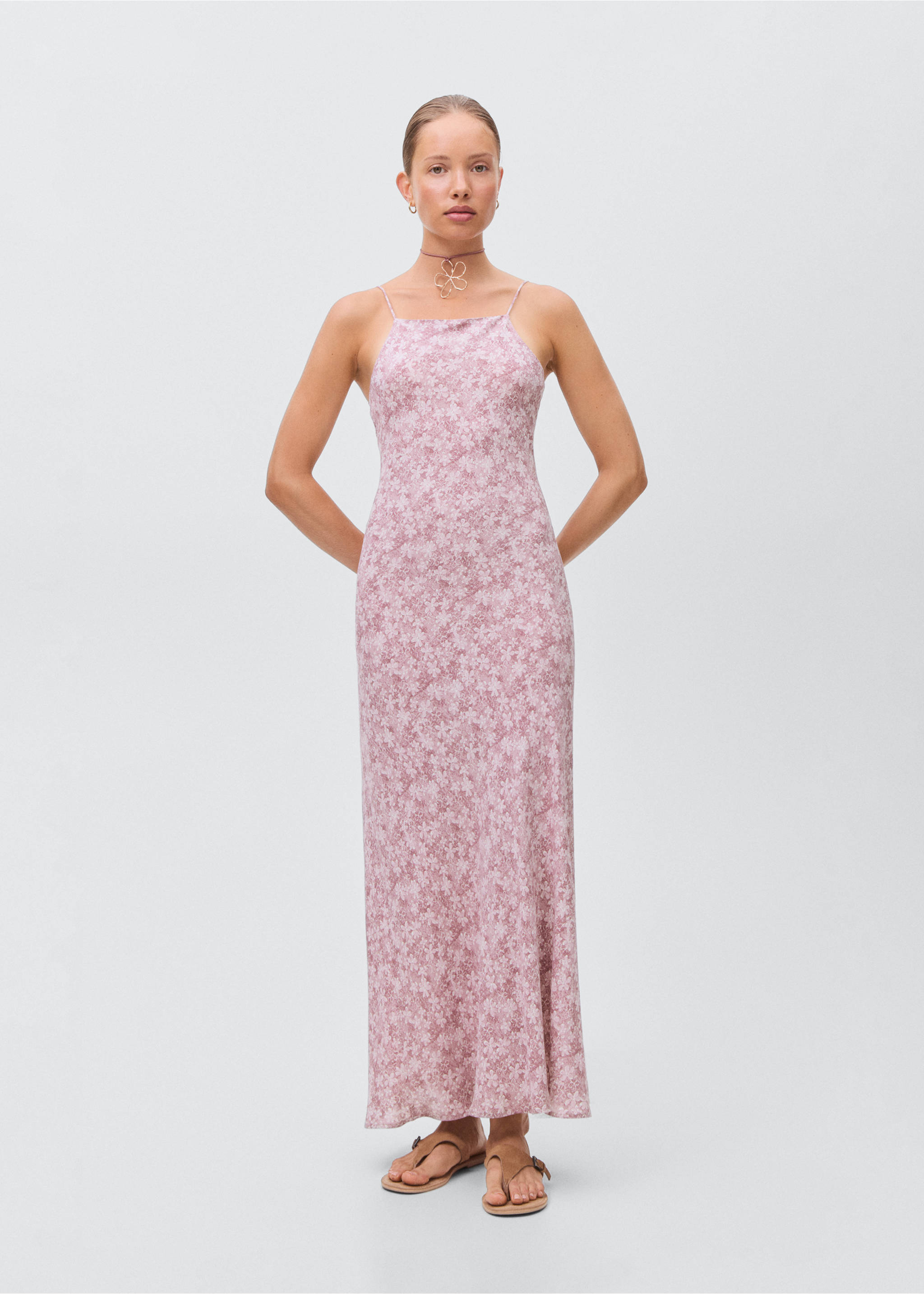 Long floral dress - General plane, Pink. Ref: 17044079-00.