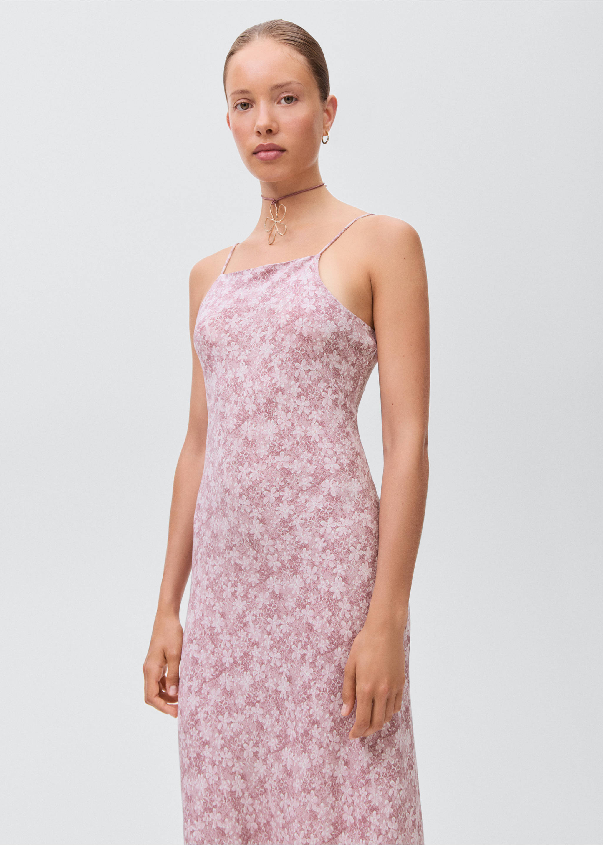 Long floral dress - Medium plane, Pink. Ref: 17044079-00.