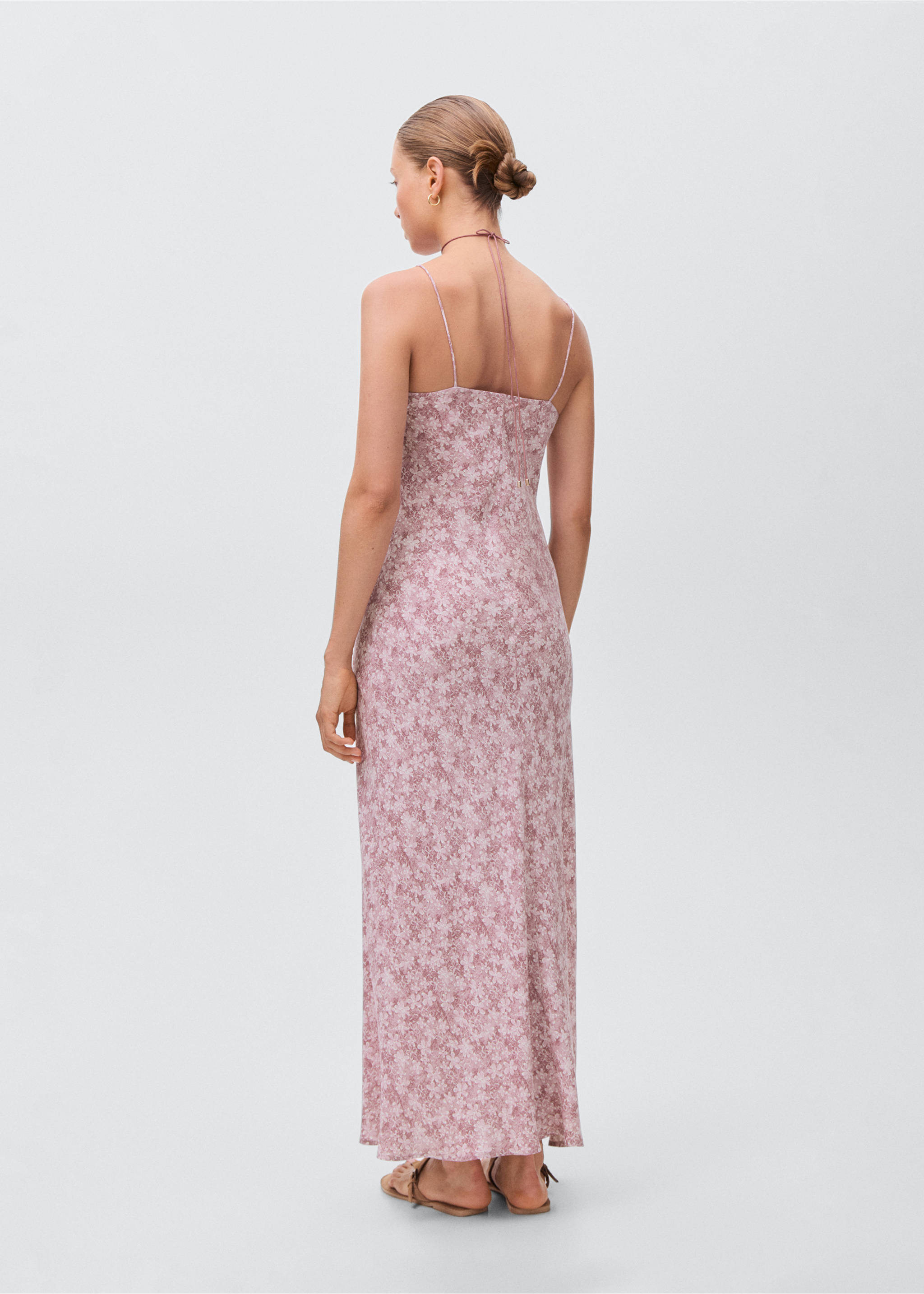 Long floral dress - Reverse of the article, Pink. Ref: 17044079-00.