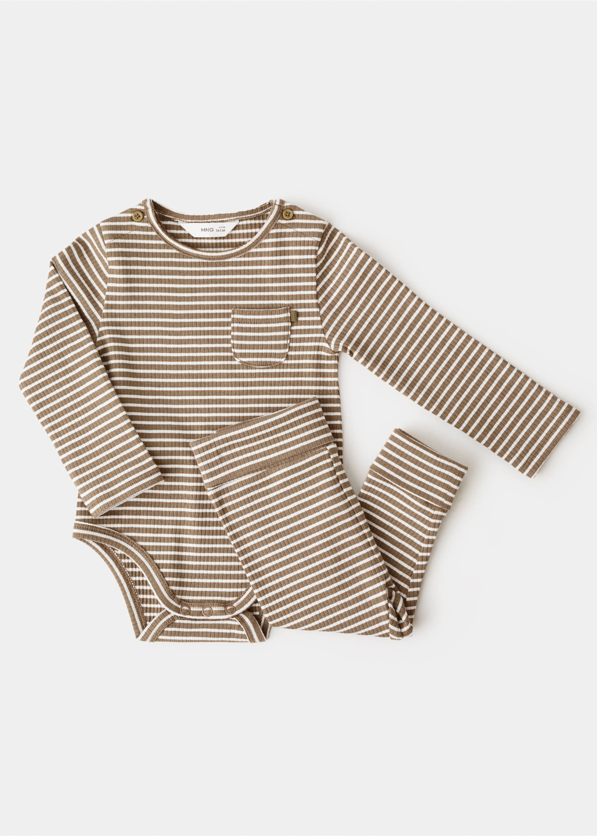 Stripped cotton leggings - Details of the article 8, Medium Brown. Ref: 17044081-00.