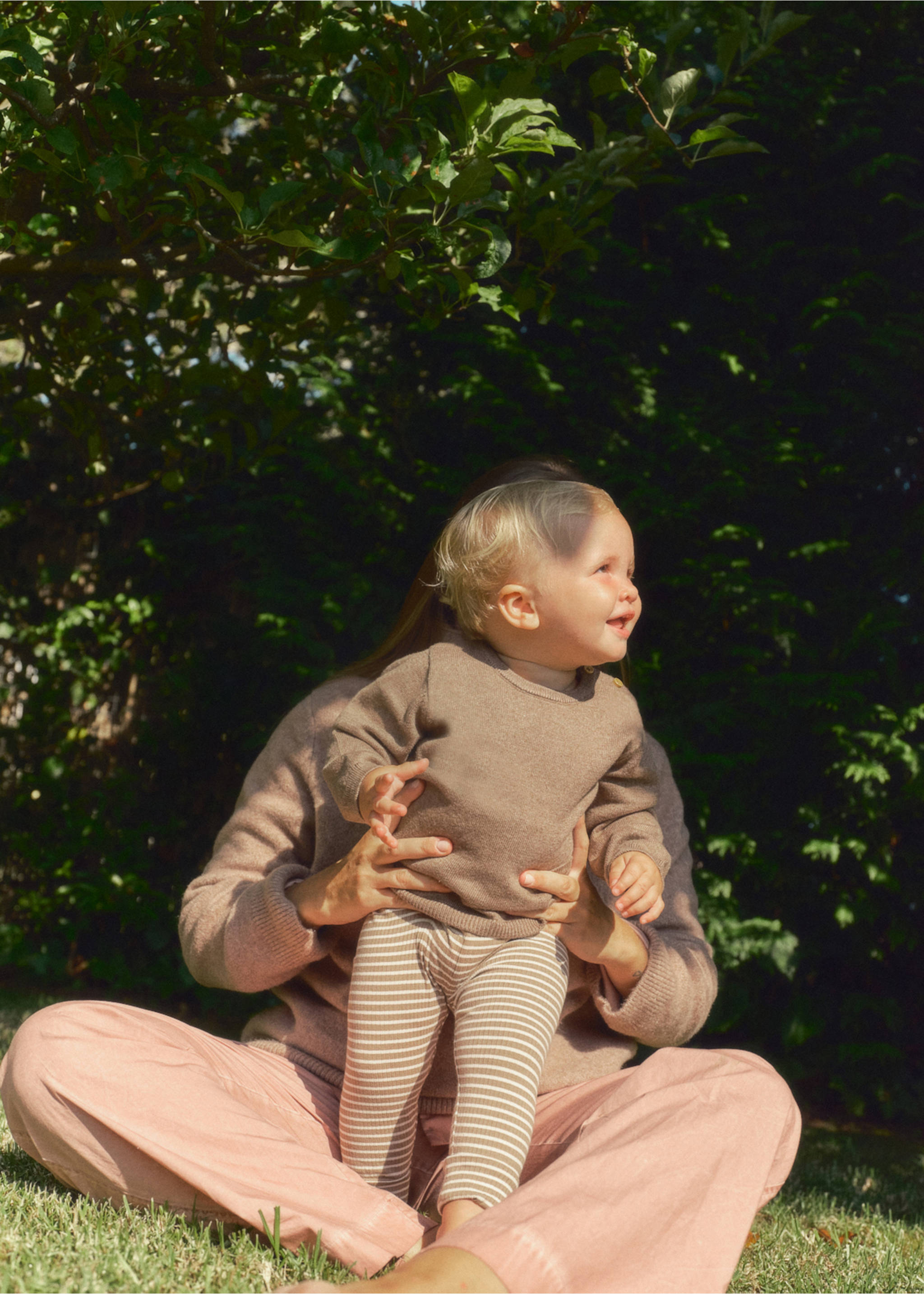 Stripped cotton leggings - Details of the article 5, Medium Brown. Ref: 17044081-00.