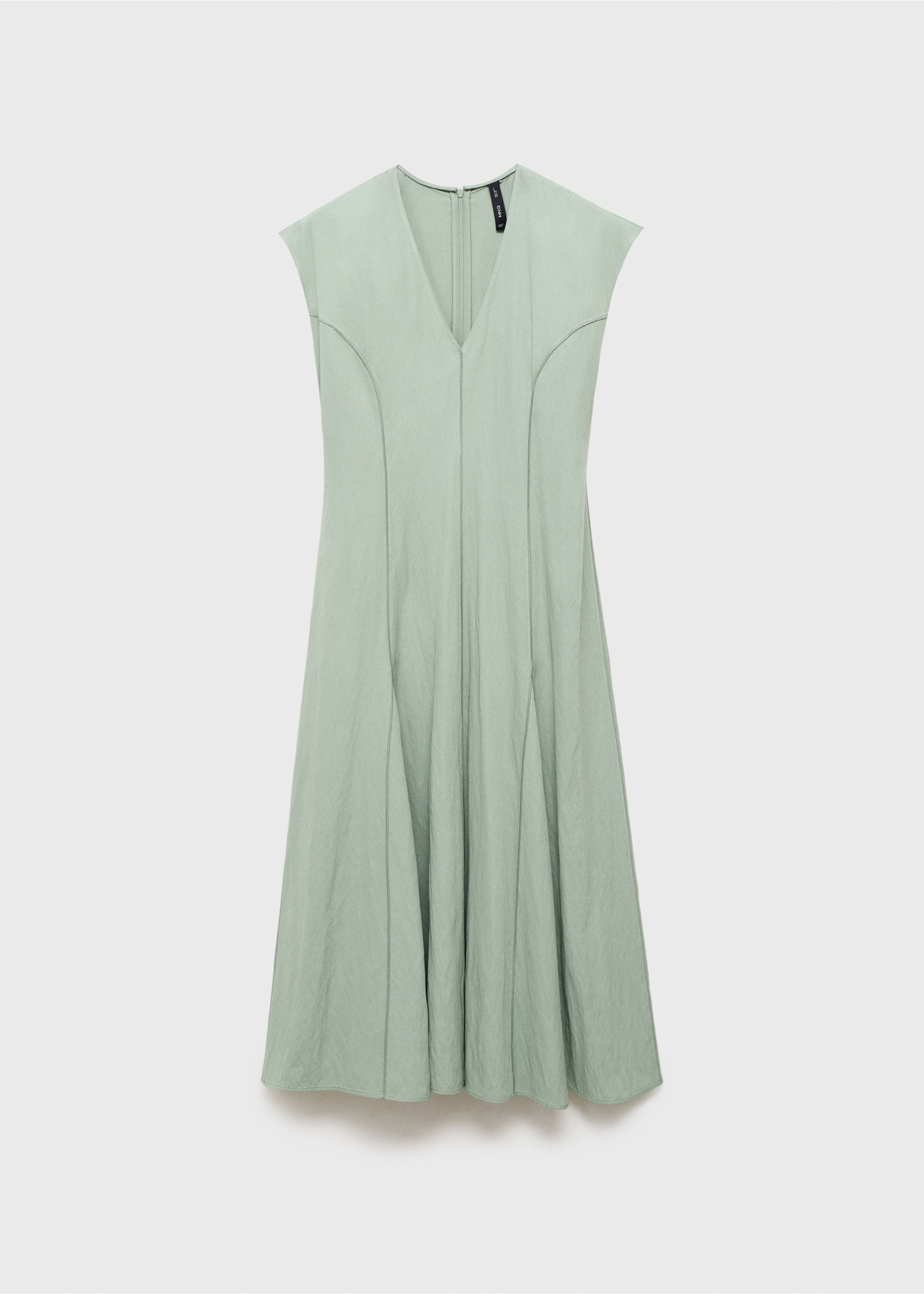 Robe col V avec coutures - Article sans modèle, Vert. Ref: 17044083-00.