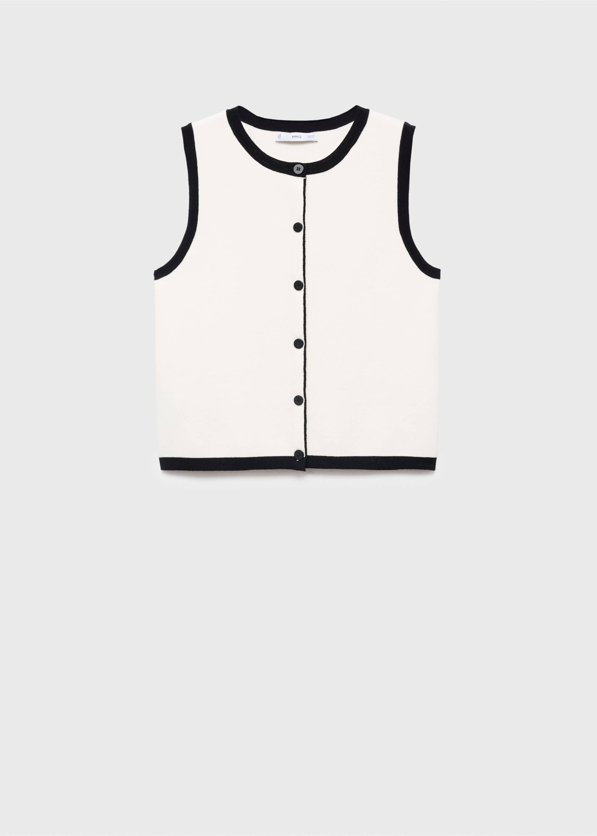 Knitted waistcoat with contrast detail - Article without model, Ecru. Ref: 17044084-00.