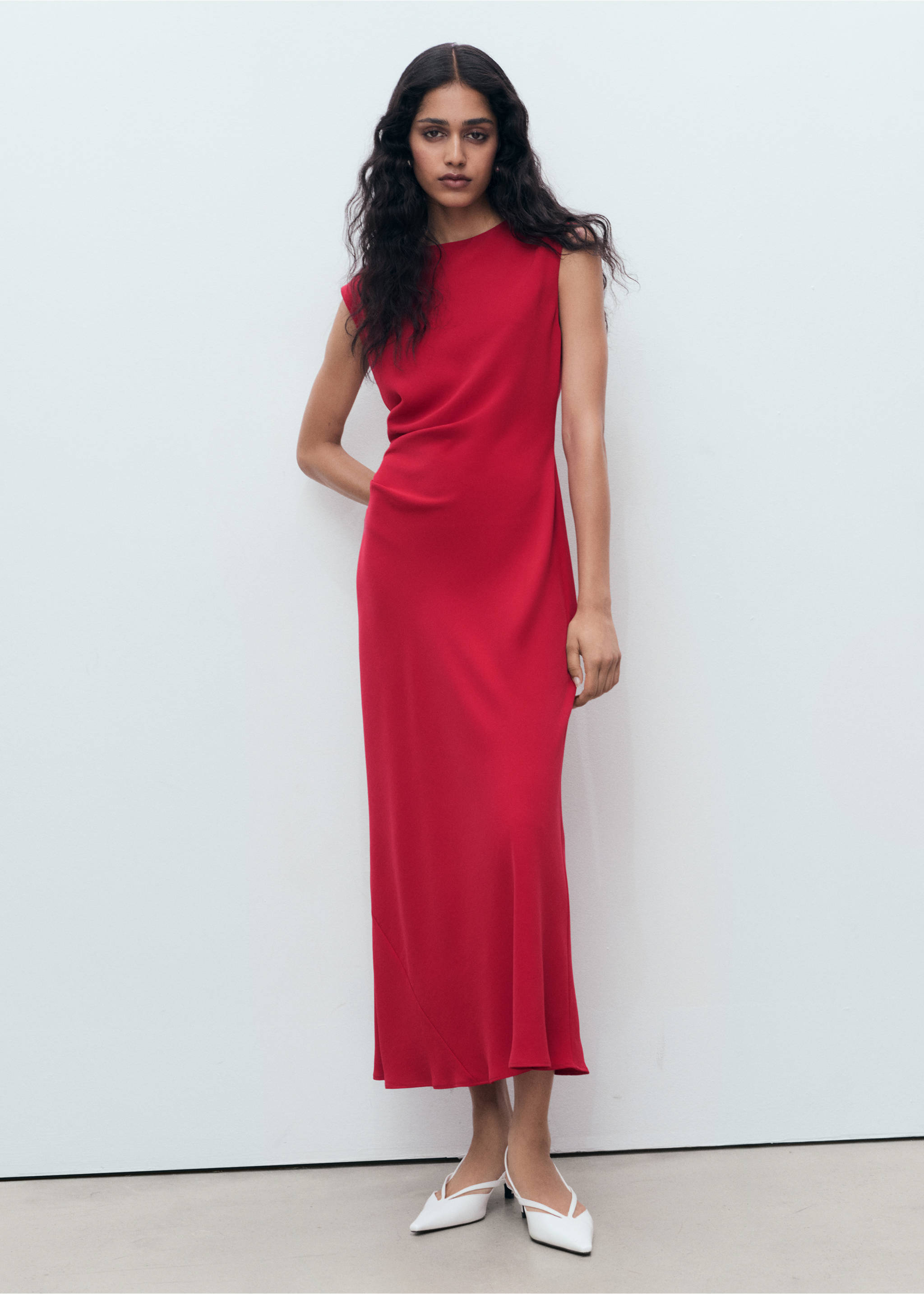 Ruched midi dress - General plane, Red. Ref: 17044087-00.