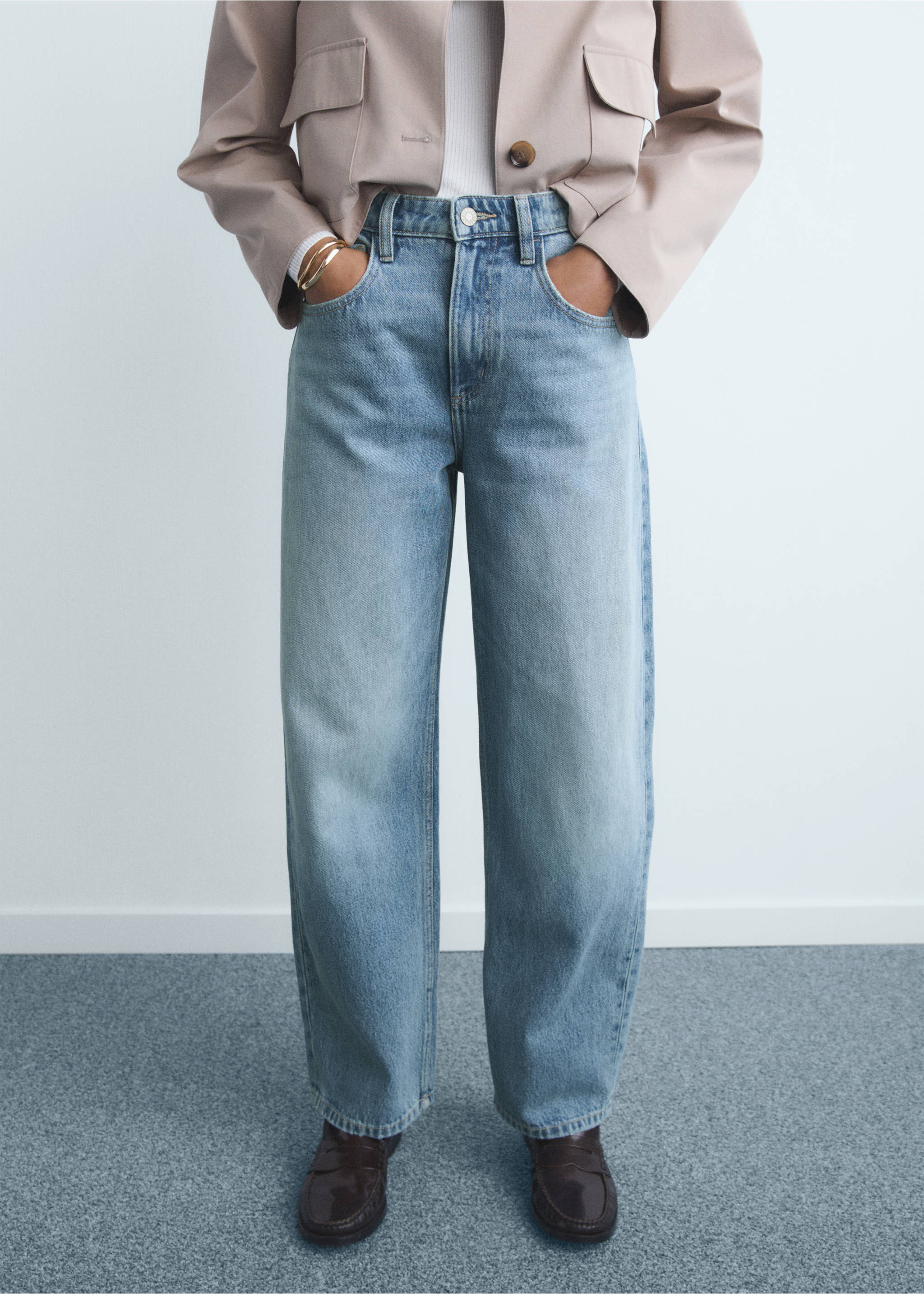 High-waisted barrel jeans - Medium plane, Medium Blue. Ref: 17044094-00.