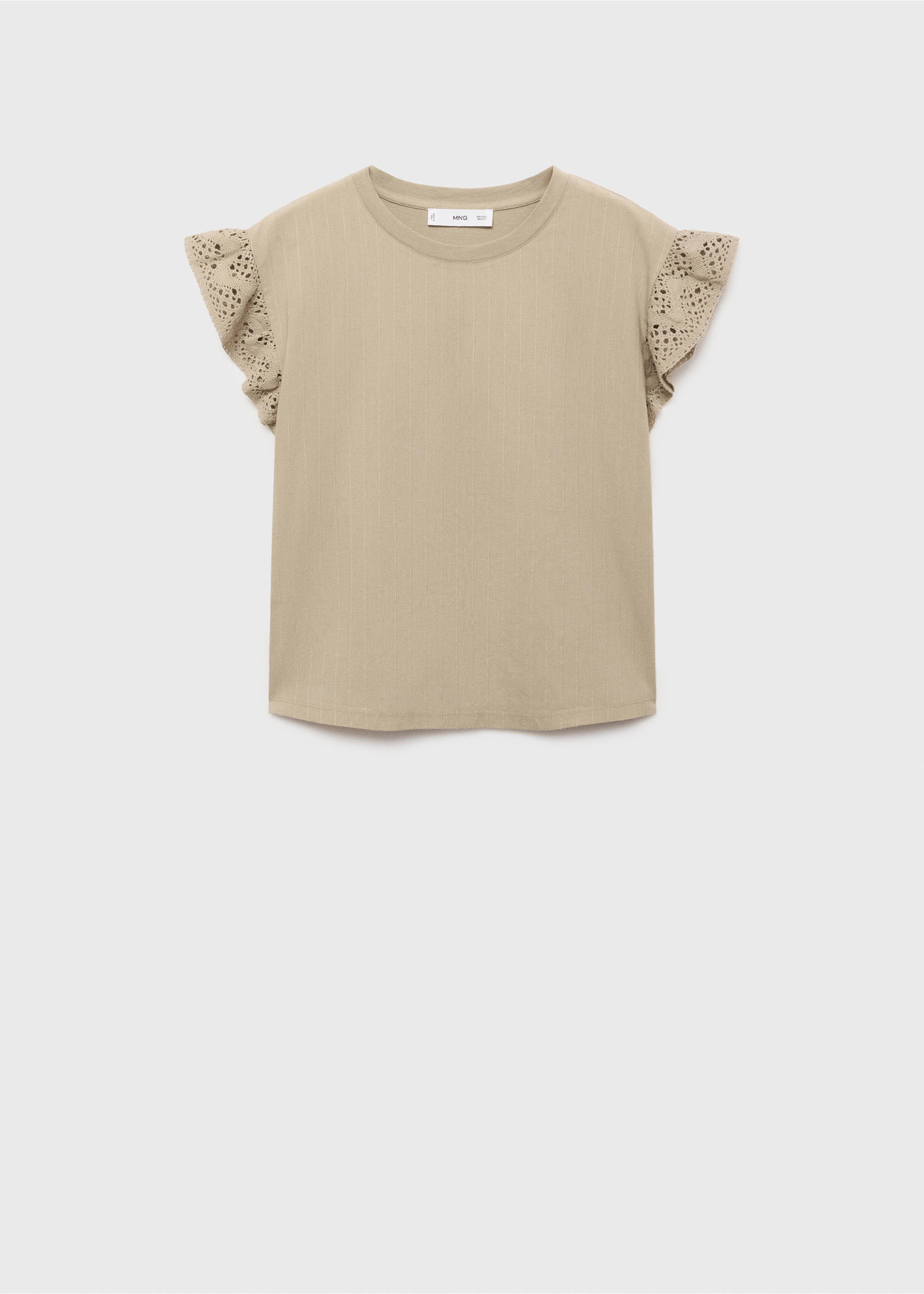 Camiseta manga corta volante calado - Artículo sin modelo, Marrón medio. Ref: 17044097-00.