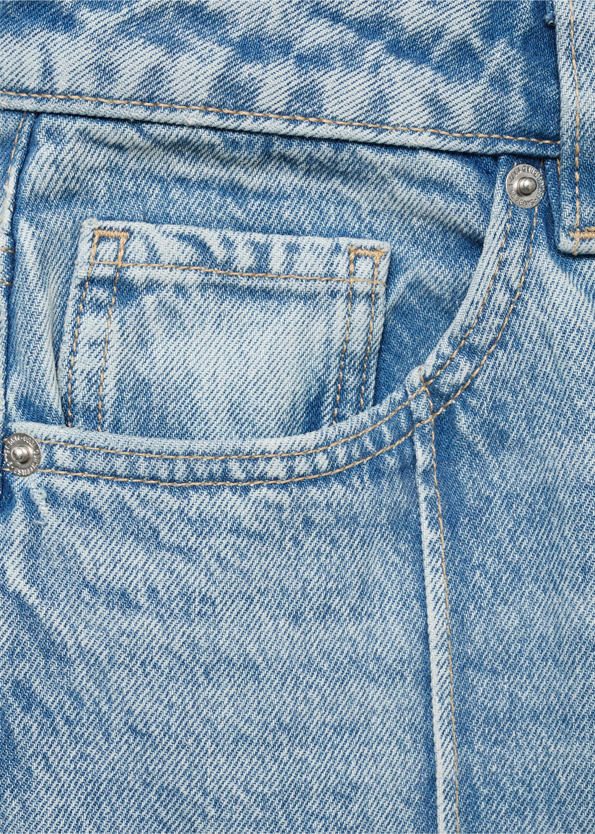 Wide leg jeans with turn-up hem - Details of the article 8, Medium Blue. Ref: 17044100-00.