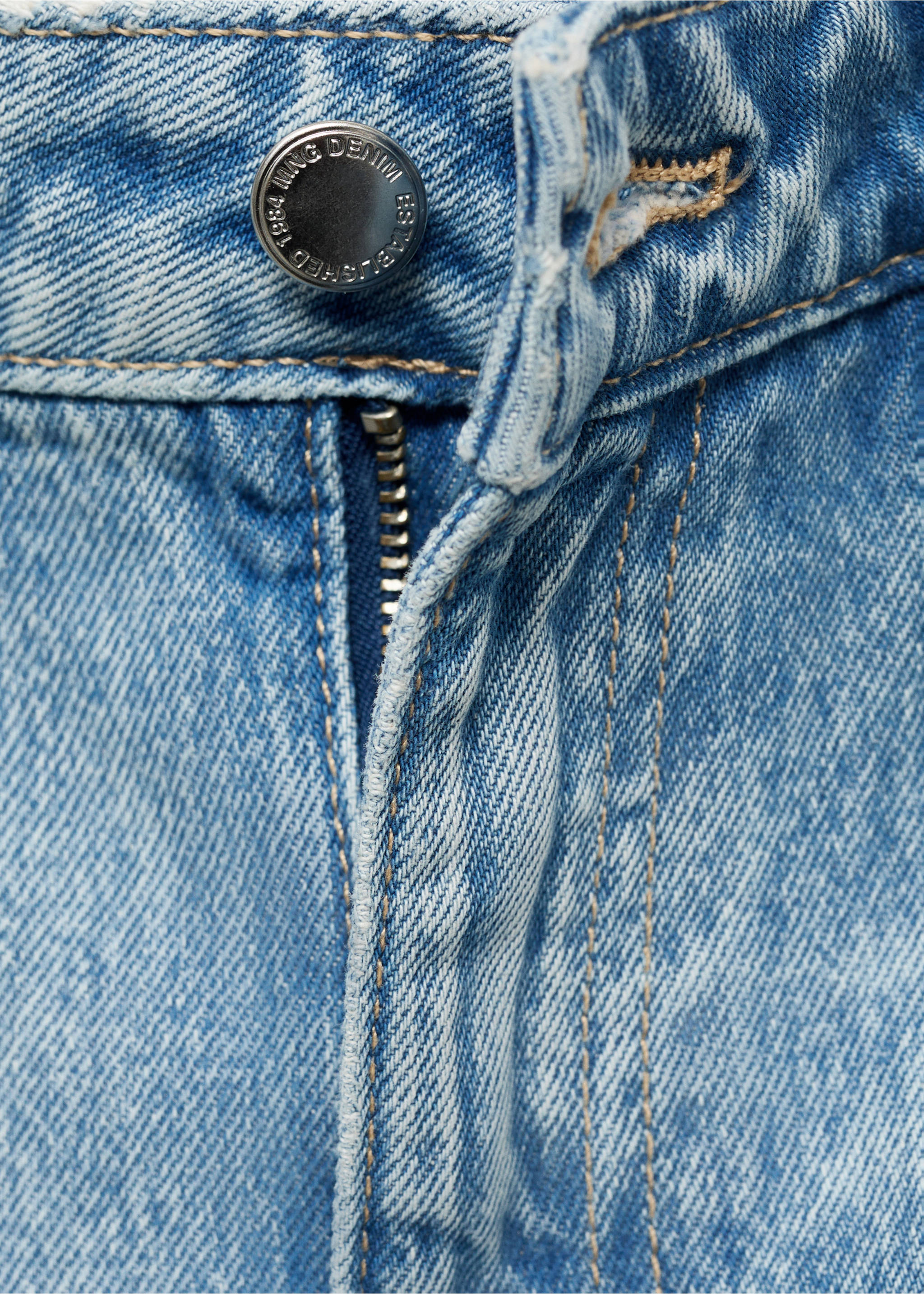 Wide leg jeans with turn-up hem - Details of the article 0, Medium Blue. Ref: 17044100-00.