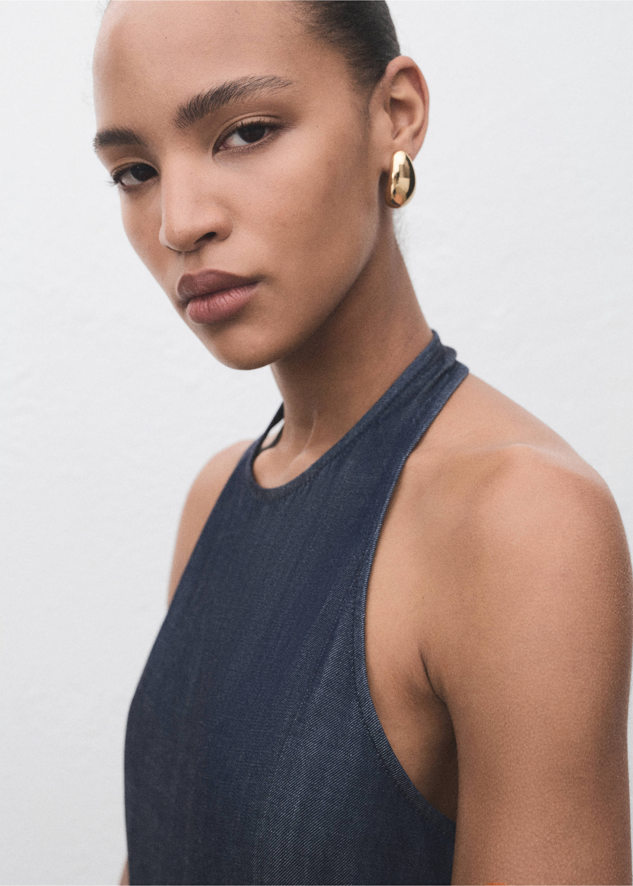 Lyocell denim jumpsuit - Details of the article 1, Open Blue. Ref: 17044102-00.