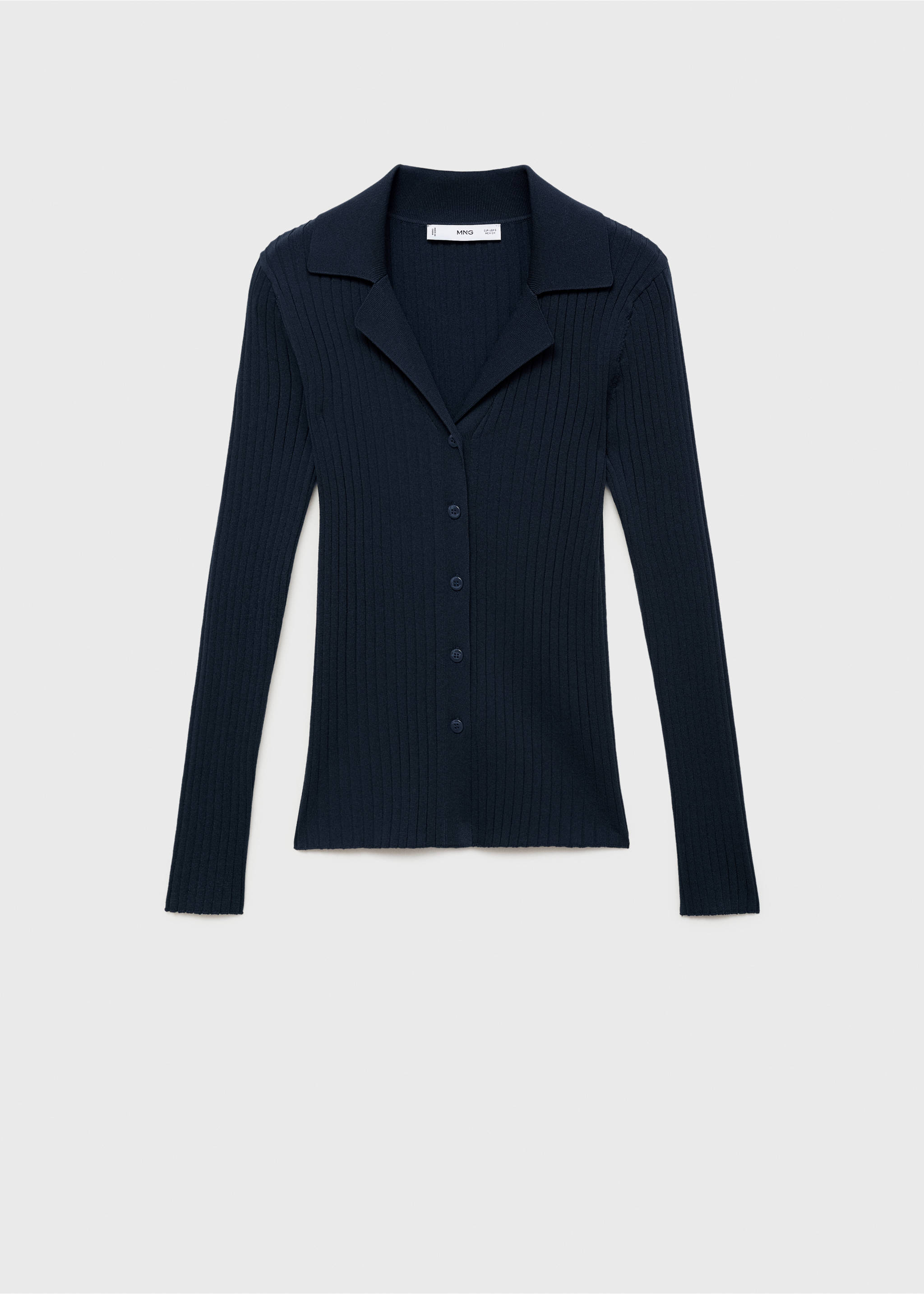 Ribbat slag cardigan - Artikel utan modell, Navy blå. Ref: 17044103-00.