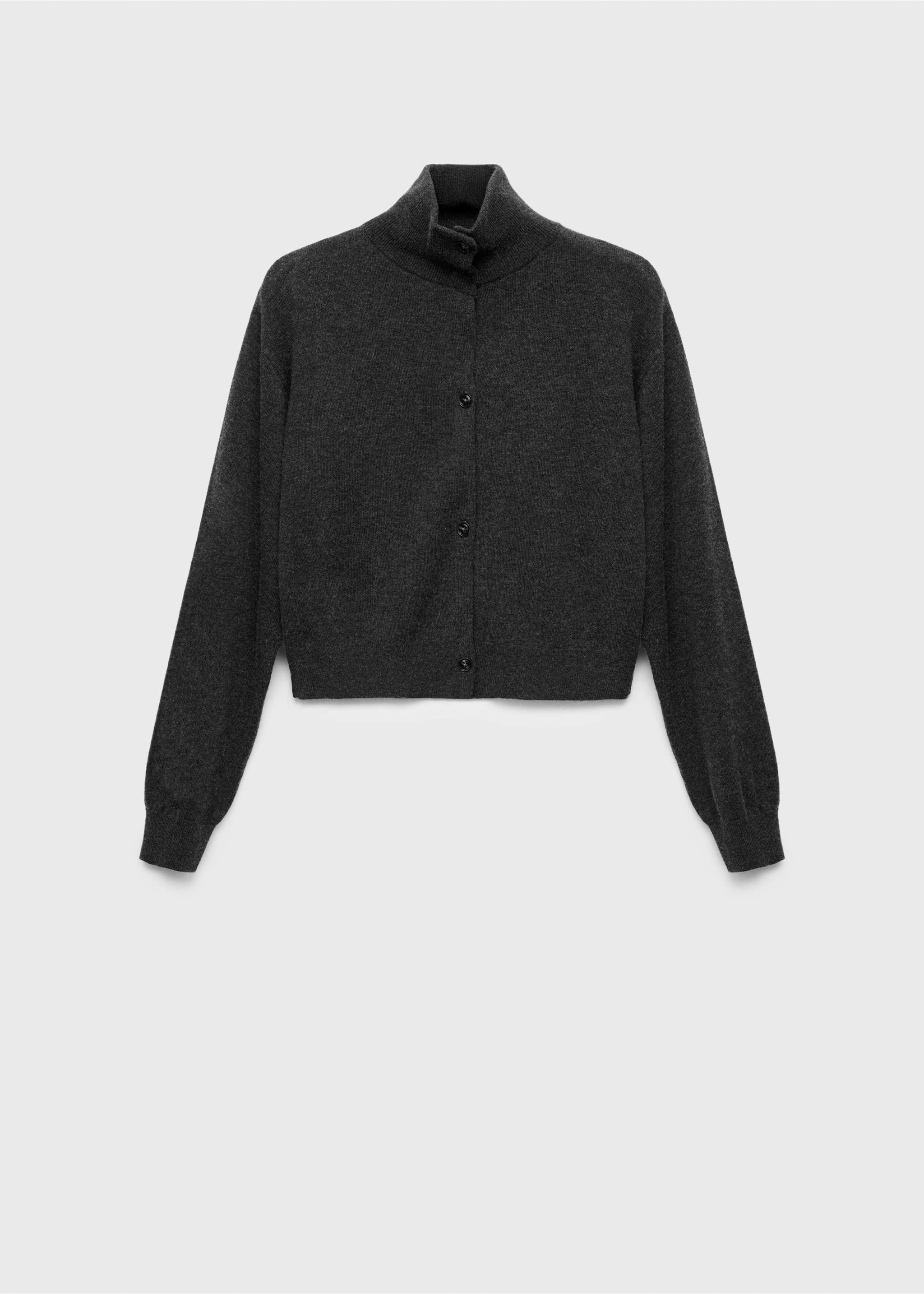 Cropped wool cardigan with buttons - Article without model, Charcoal. Ref: 17044108-00.