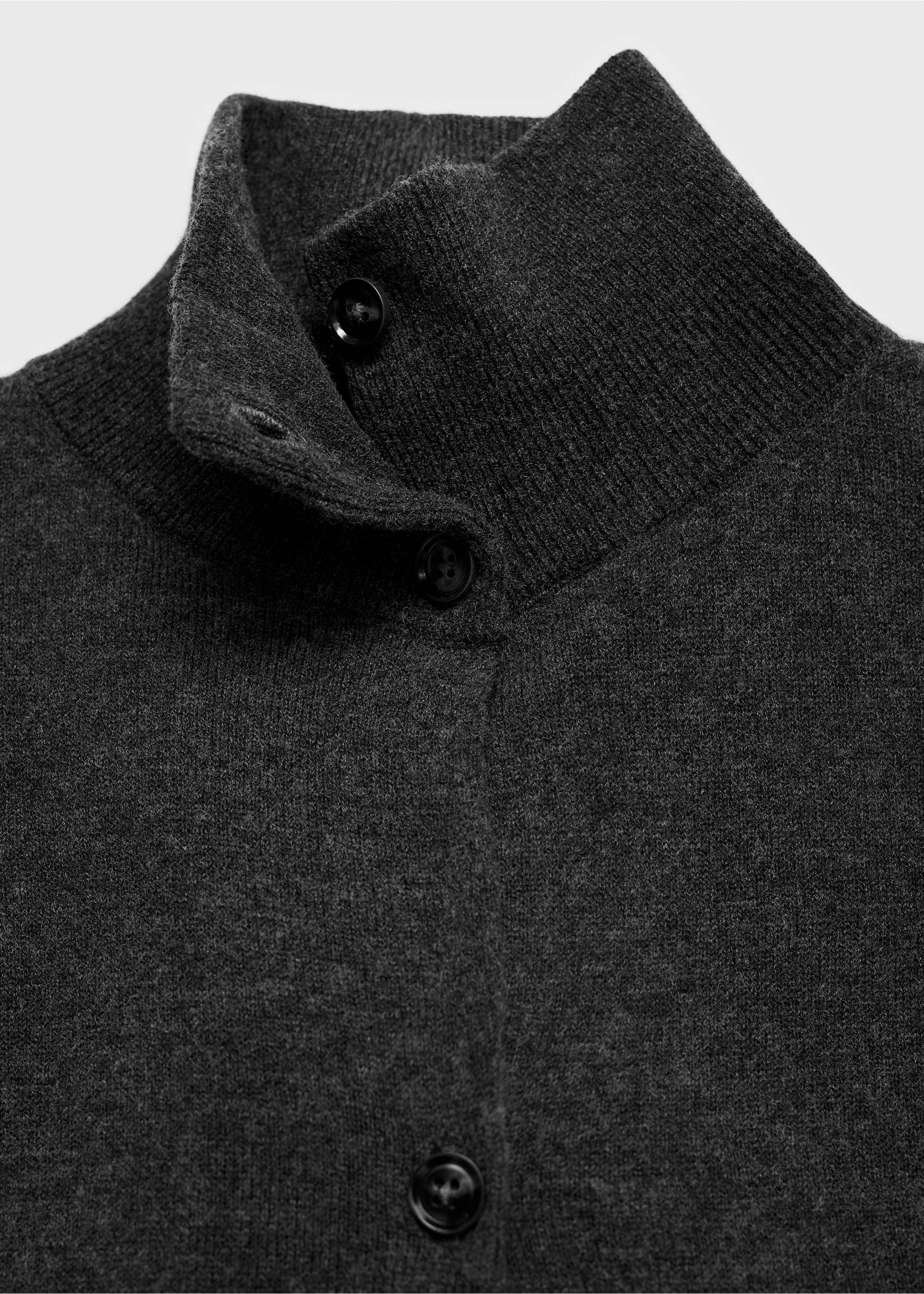 Cropped wool cardigan with buttons - Details of the article 8, Charcoal. Ref: 17044108-00.