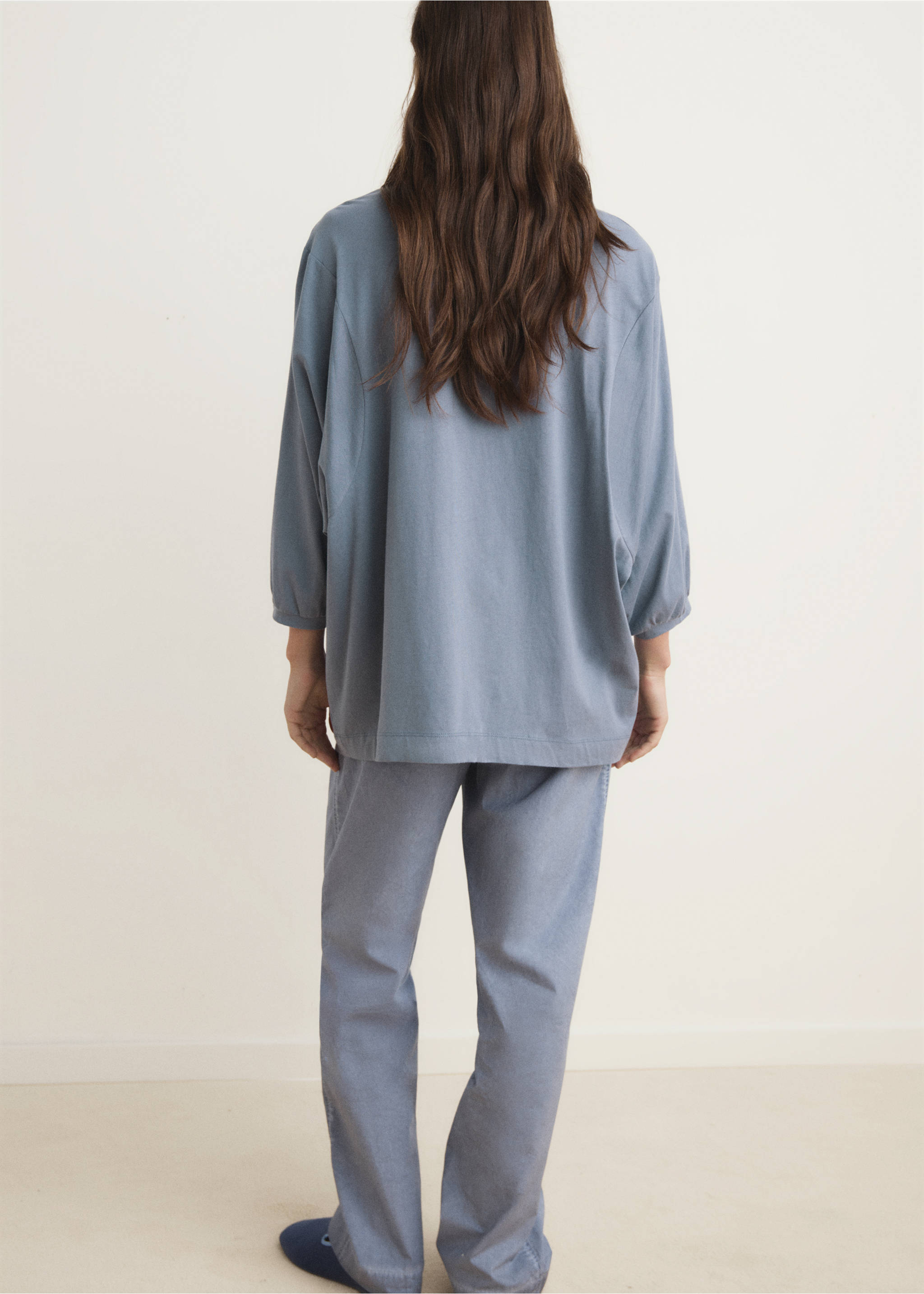 T-shirt pyjama manches bouffantes - Verso de l’article, Bleu encre. Ref: 17044111-00.