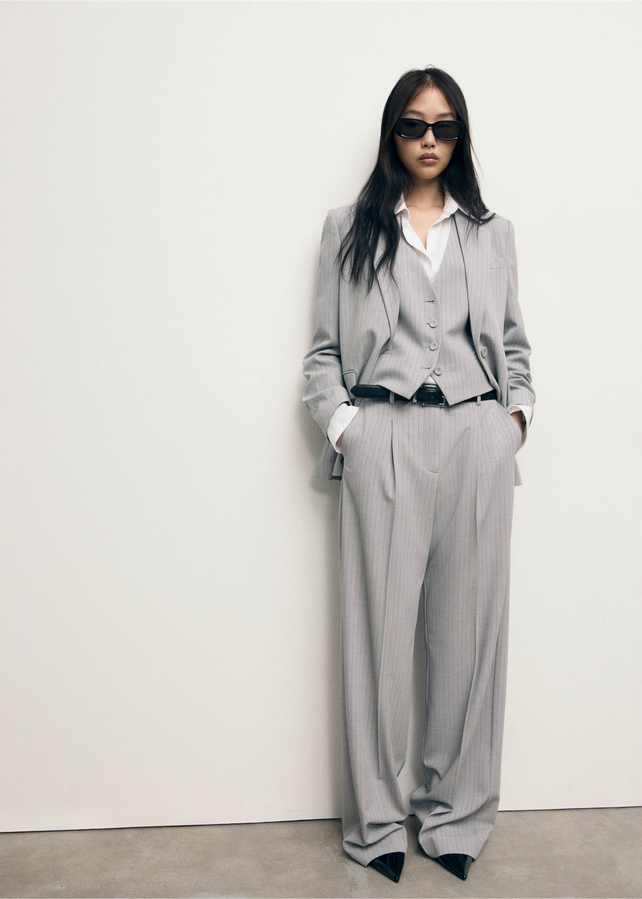 Blazer traje raya diplomática - Plano general, Gris. Ref: 17044120-00.