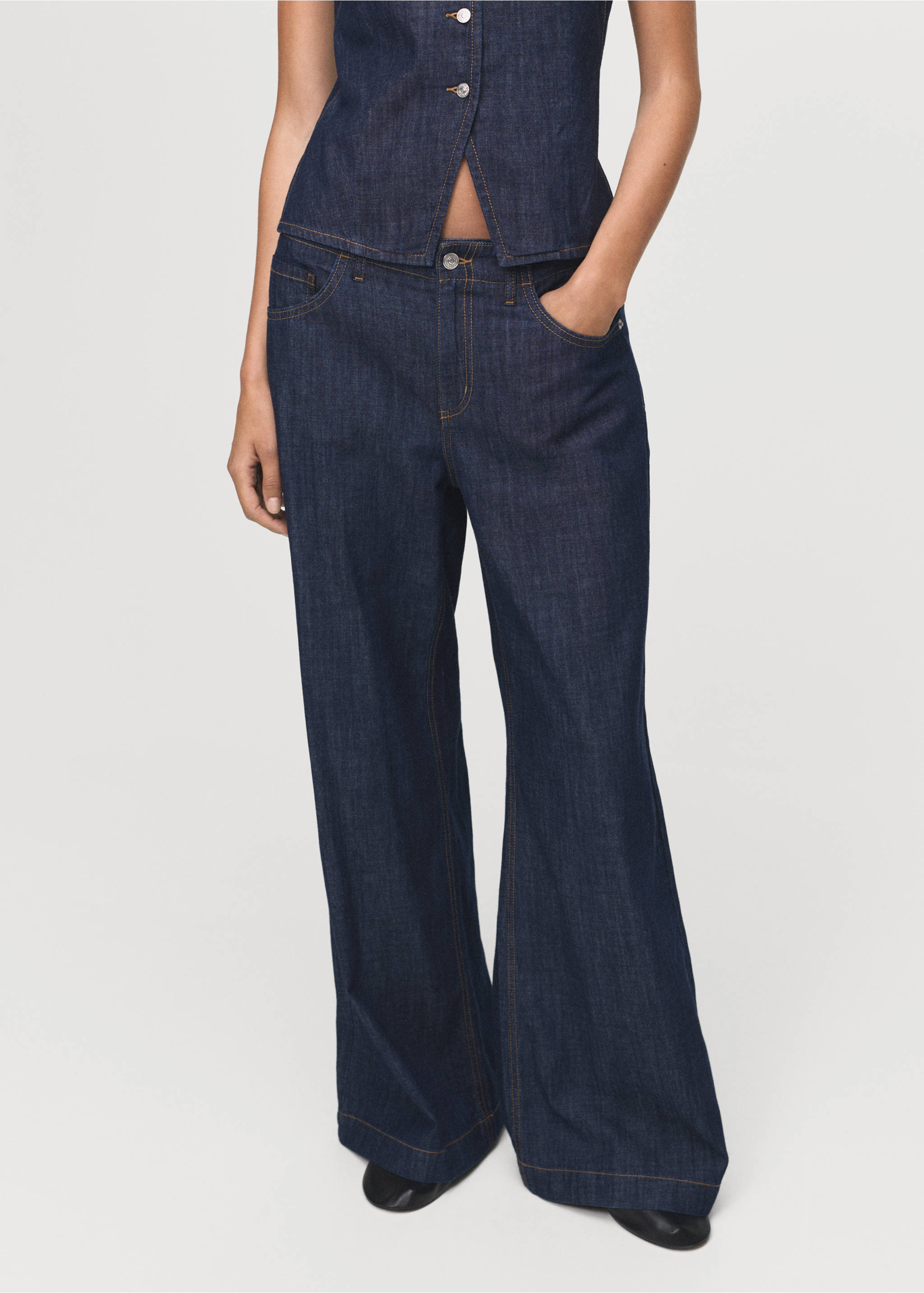 Wide leg mid-rise jeans - Medium plane, Open Blue. Ref: 17044143-00.