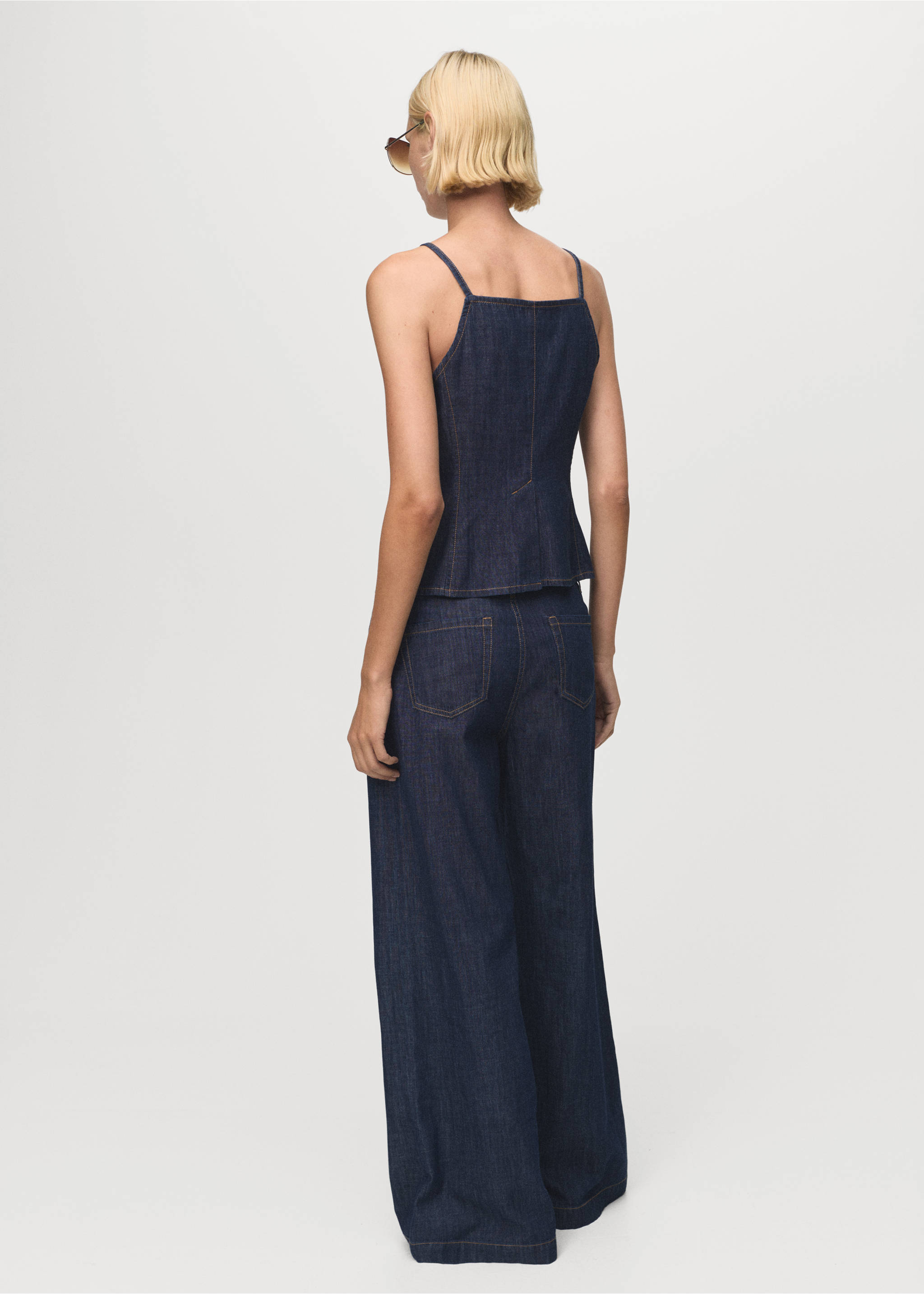 Wide leg mid-rise jeans - Reverse of the article, Open Blue. Ref: 17044143-00.